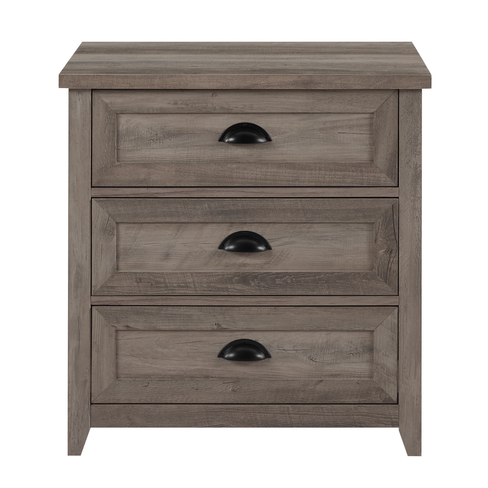 Walker Edison Farmhouse 3 Drawer Nightstand, Grey Wash