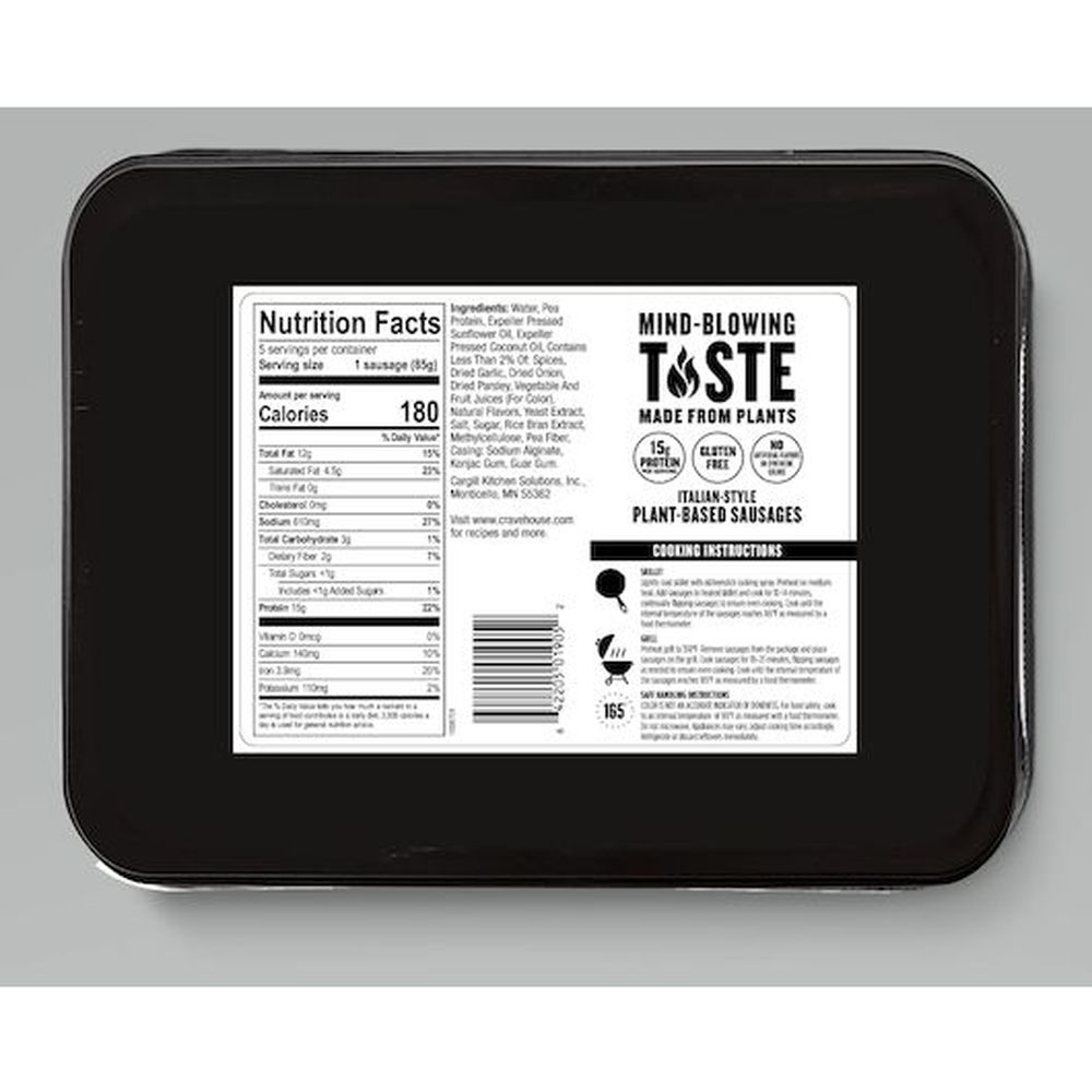 Crave House Plant Based Italian Style Sausage Pasta Meals, 3 Ounce - 4 per Case