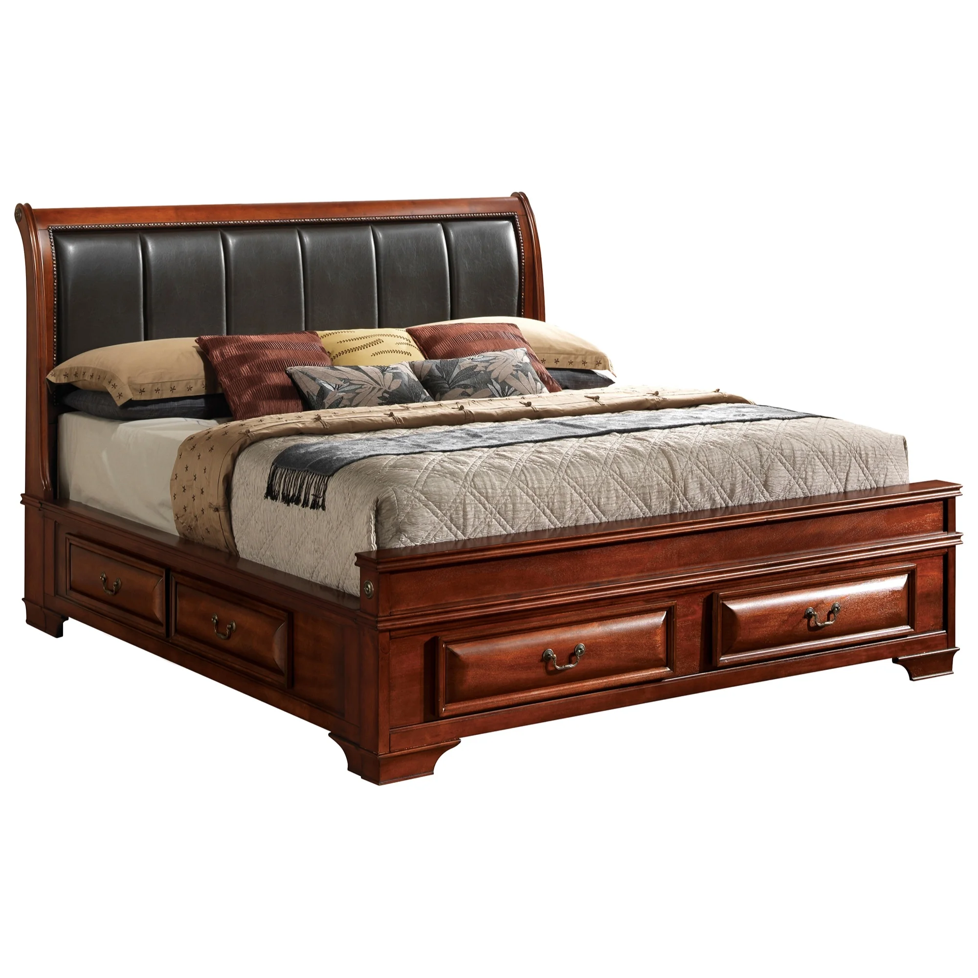 Passion Furniture LaVita Oak Full Panel Beds, PF-G8850C-FB3
