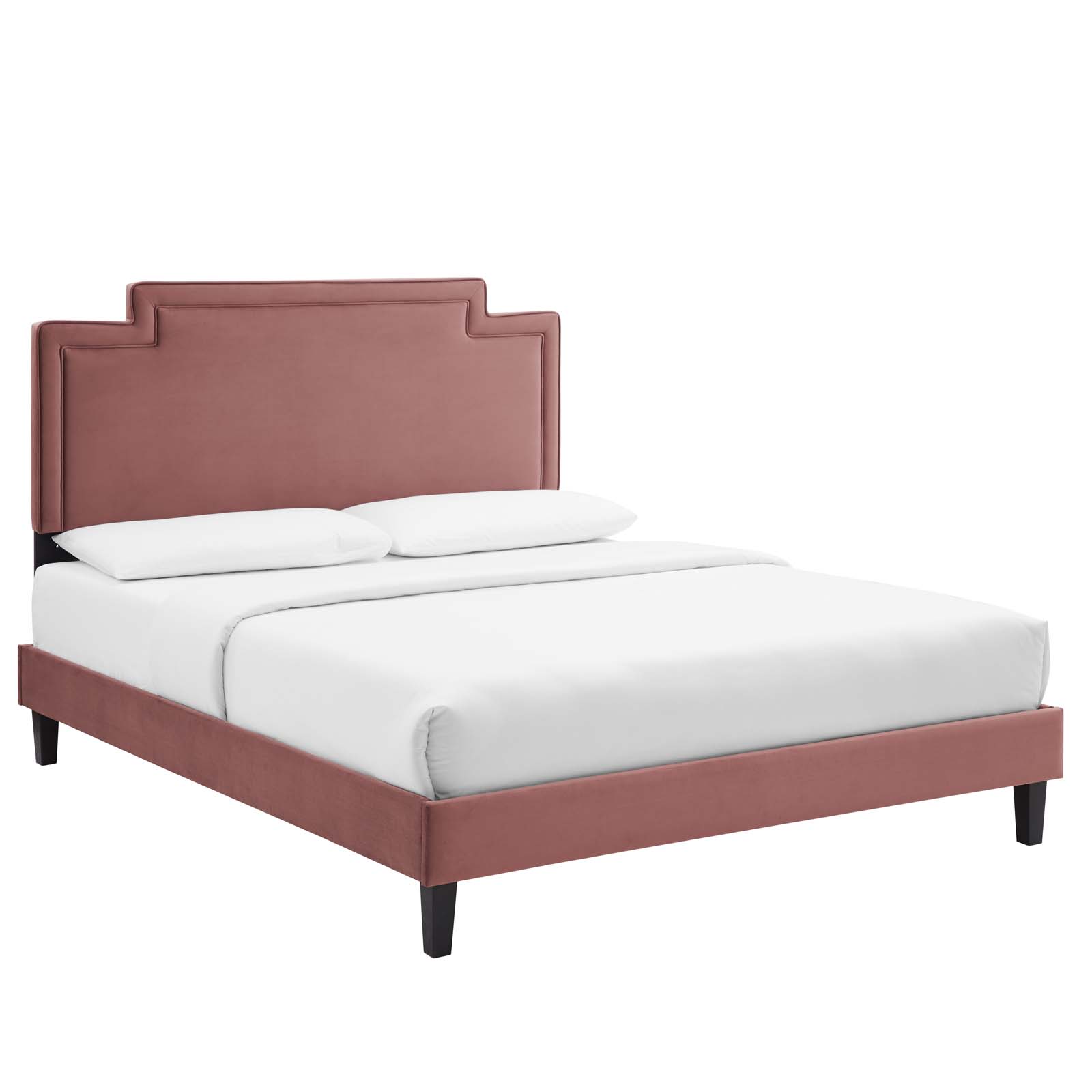 Modway Liva Performance Velvet Twin Bed in Dusty Rose
