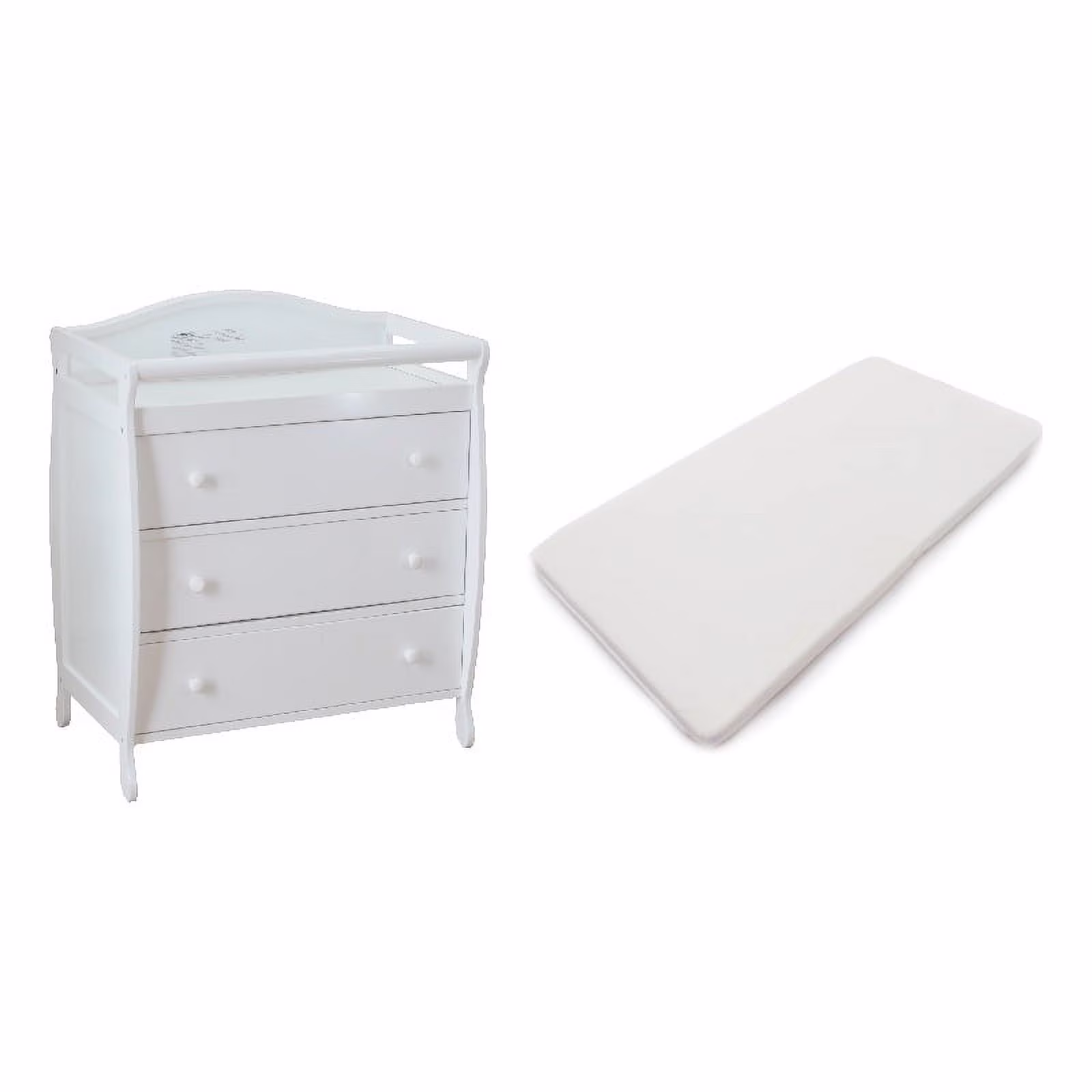AFG Baby Furniture Grace 3-Drawer Changing Table with Contoured Changing Pad, White