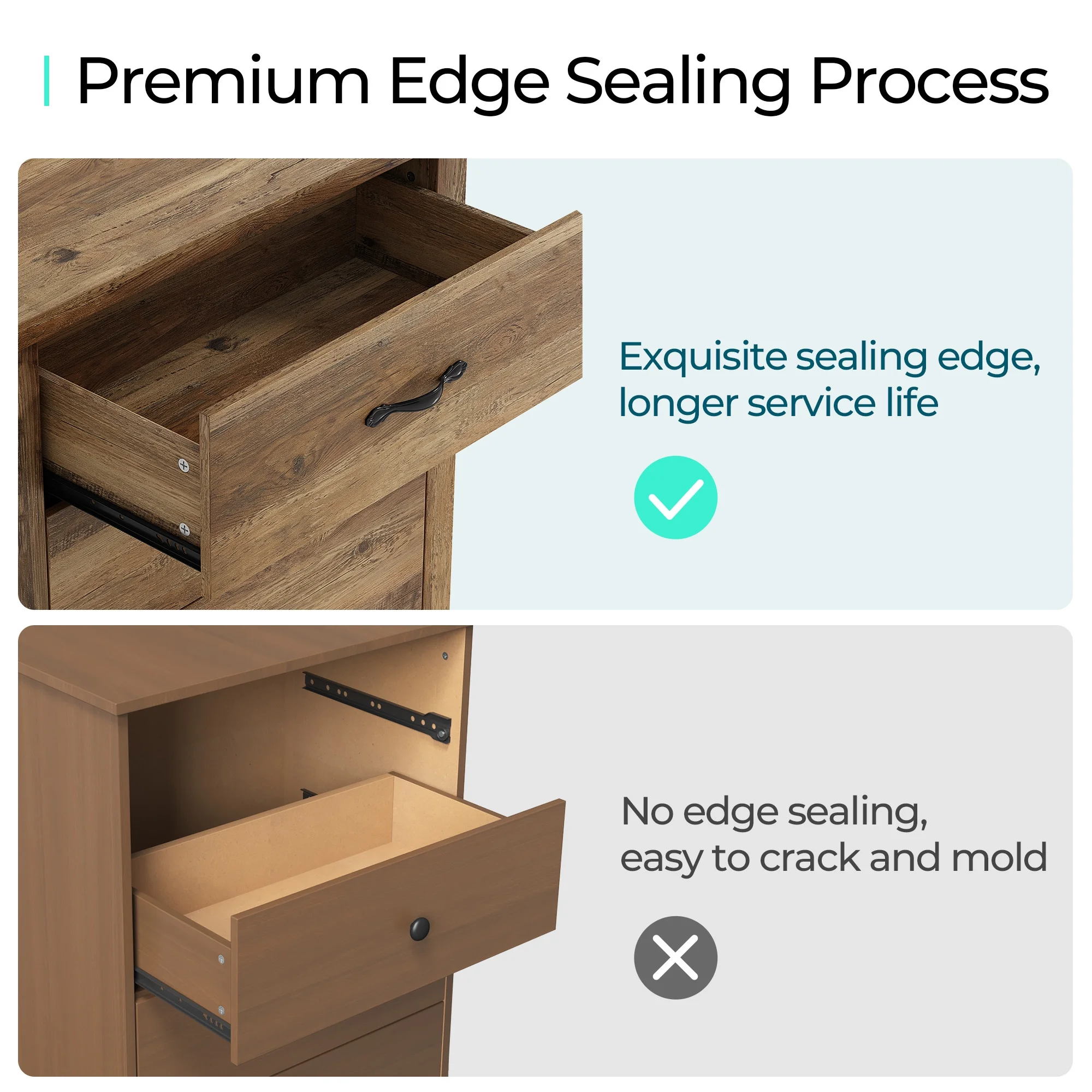 LINSY HOME Brown Dressers,Chest of 5 Drawers