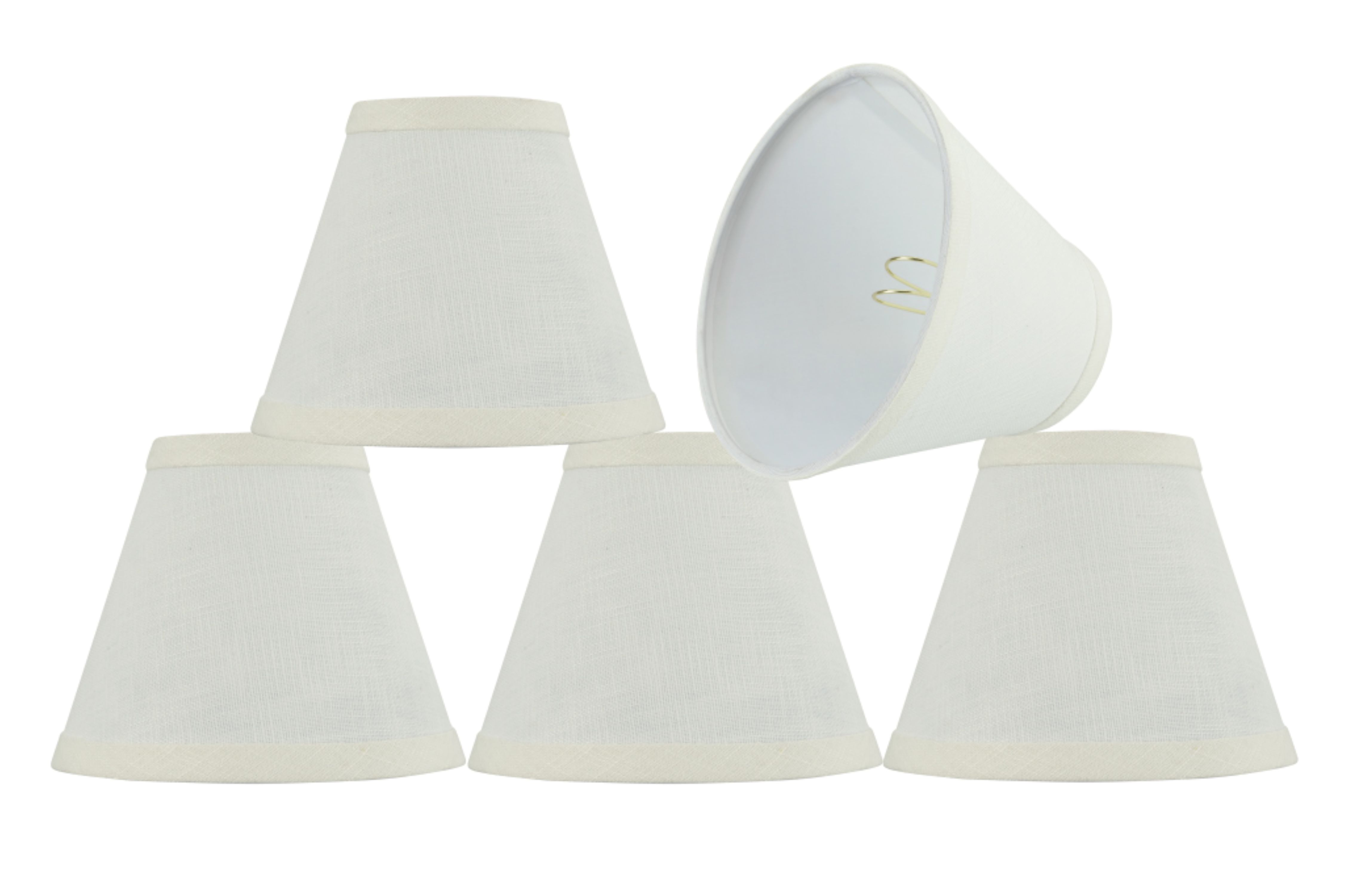 Aspen Creative 32110-5 Small Hardback Empire Shape Chandelier Clip-On Lamp Shade Set (5 Pack), Transitional Design in Off White, 6