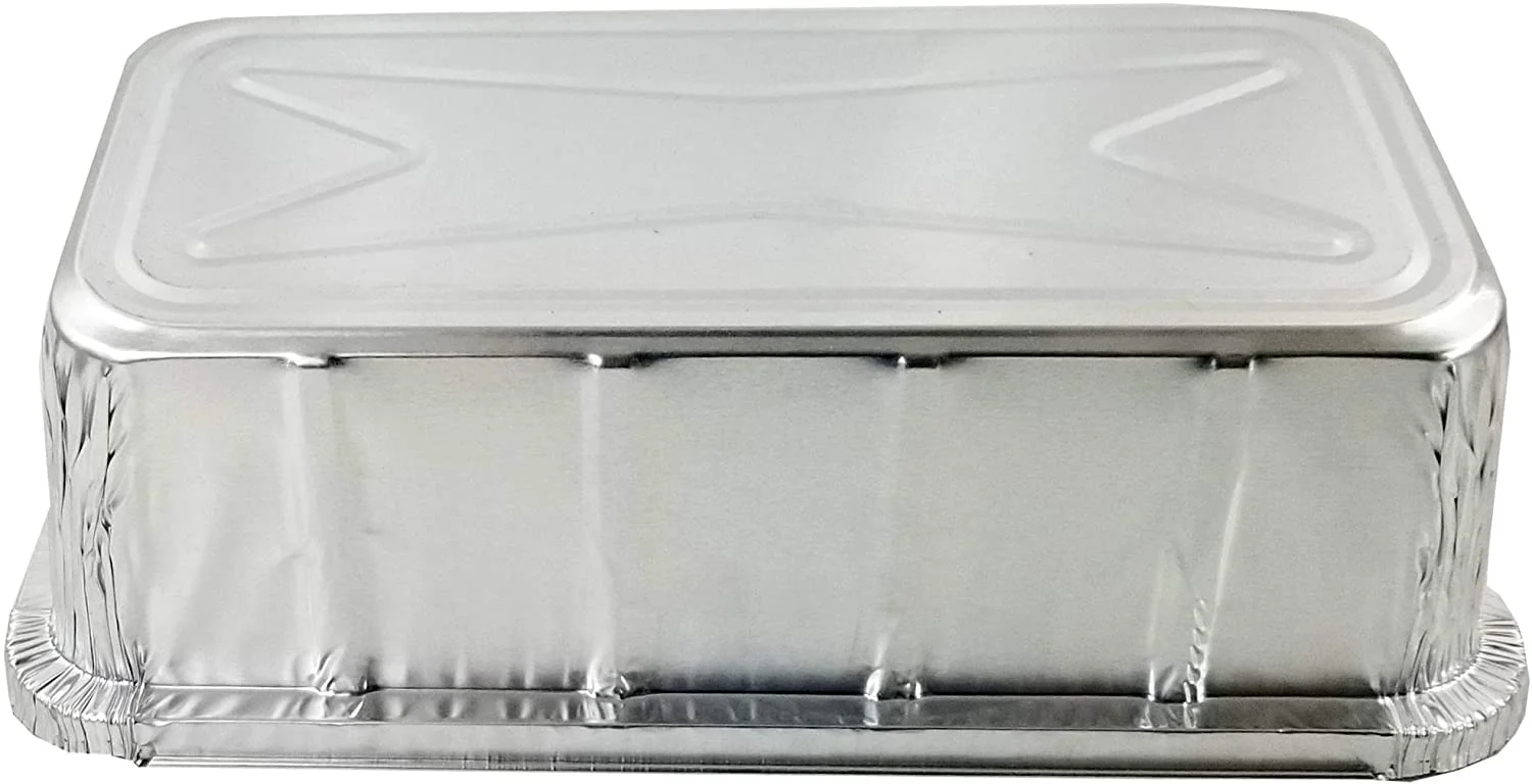 D&W Fine Pack 2 lb. Aluminum Foil Closable (IVC) Loaf/Bread Pan Tins w/Dome Lid (Pack of 100 Sets)