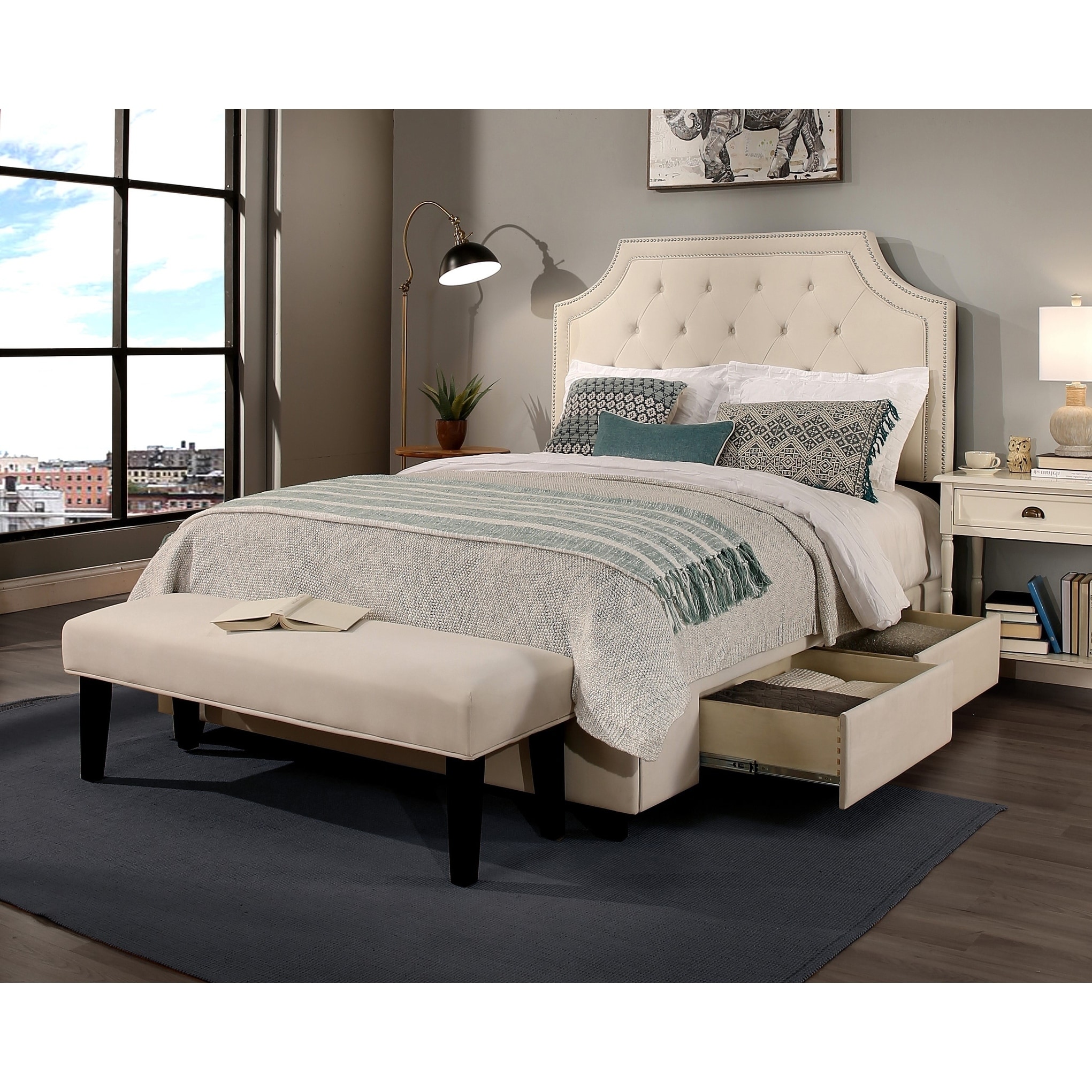 Seahawk Designs, Inc. Republic Design House Steel - Core Audrey Storage Bed with Bench Size - California King