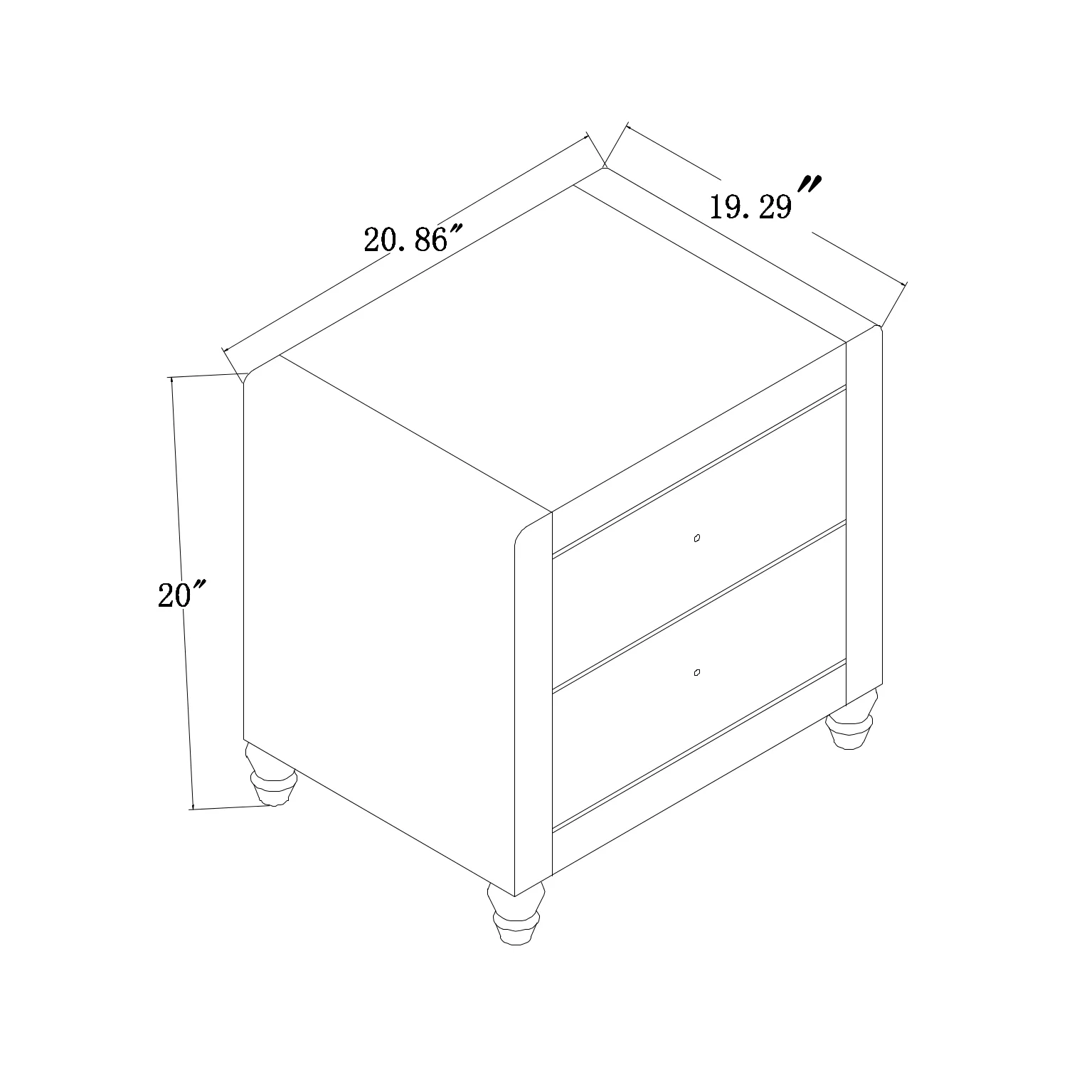 Camden Isle Faux Leather Upholstered 2 Drawer Nightstand in Pink