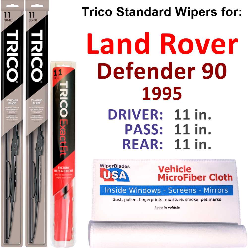 1995 Land Rover Defender 90 Wiper Blades (Set of 3) w/Rear Wiper