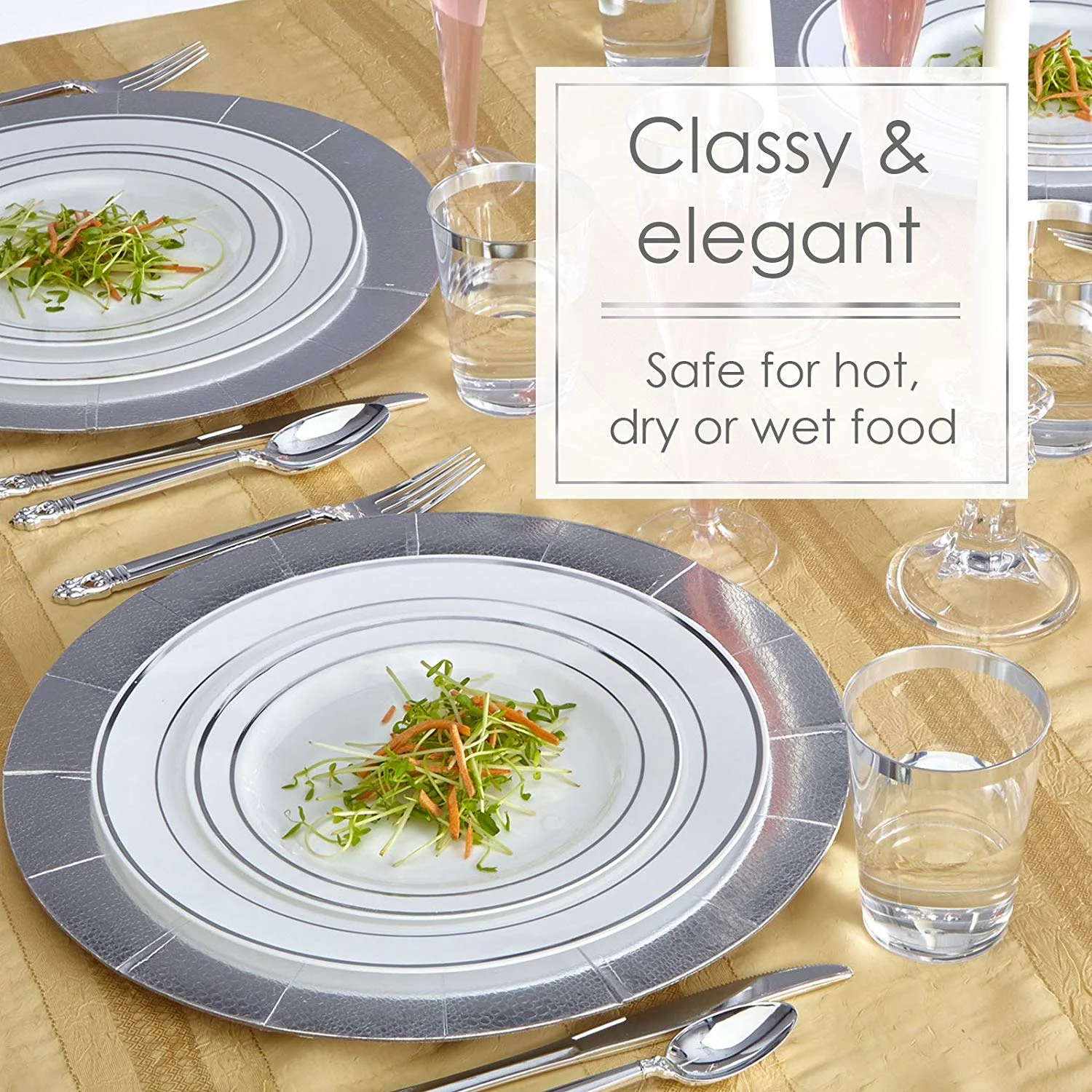 DISPOSABLE DINNERWARE SET, 20 Side Plates | Silver Glare (7.5