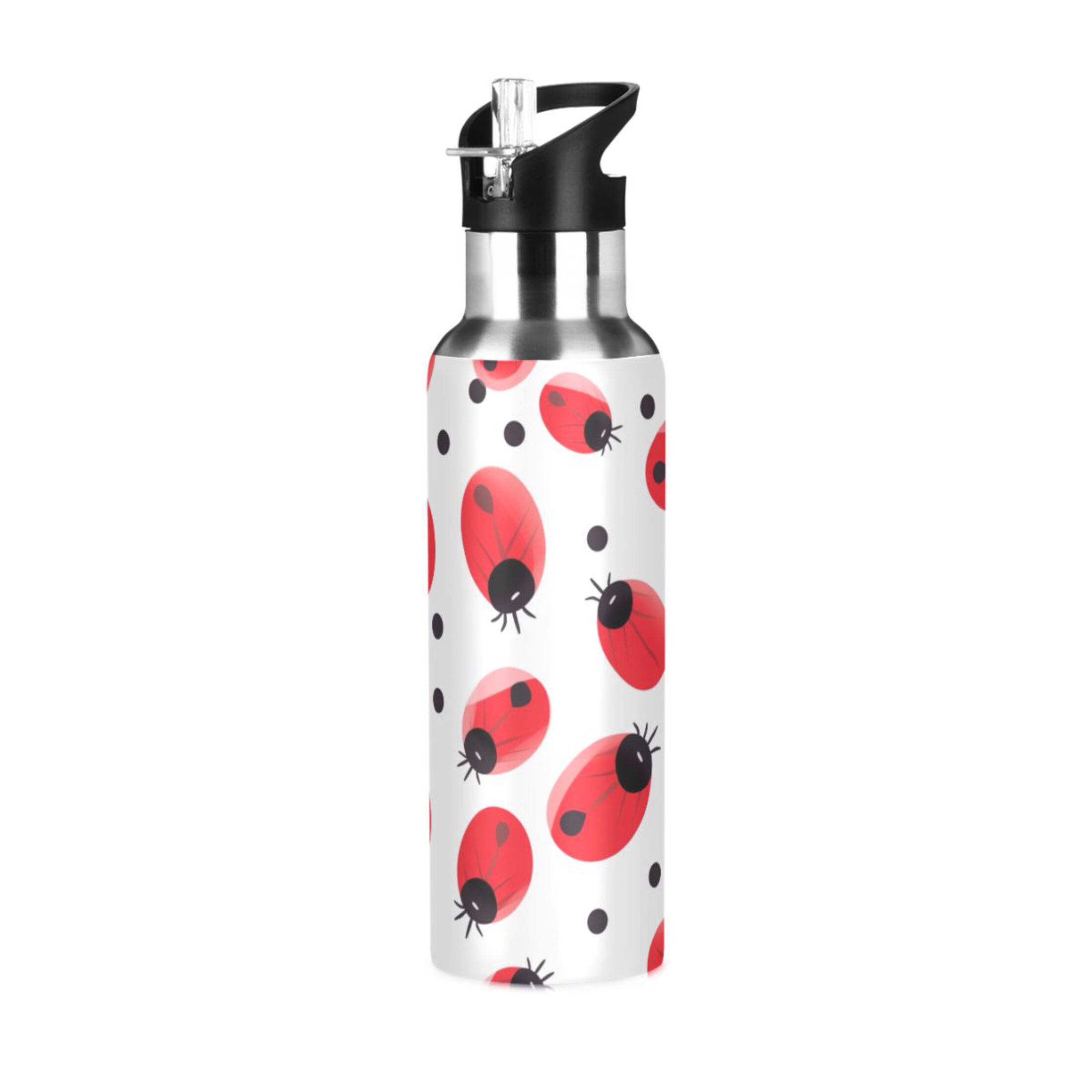 Ladybugs Water Bottles Insulated Thermos Kids Stainless Steel Bottle with Straw Lid Flask Leakproof for Sports Gym 20 oz