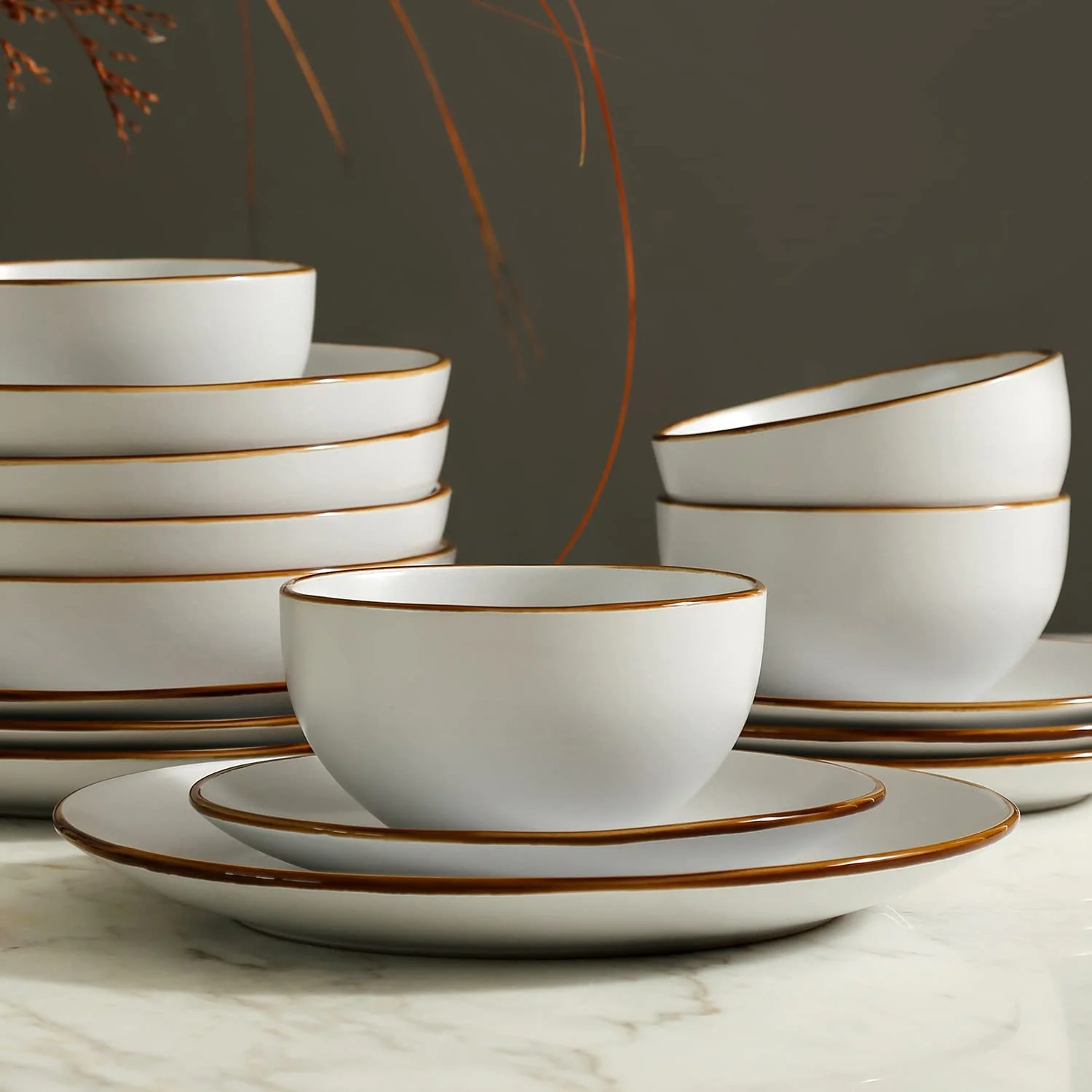 DIQIN · 16-Piece Dinnerware Set Stoneware, Blue