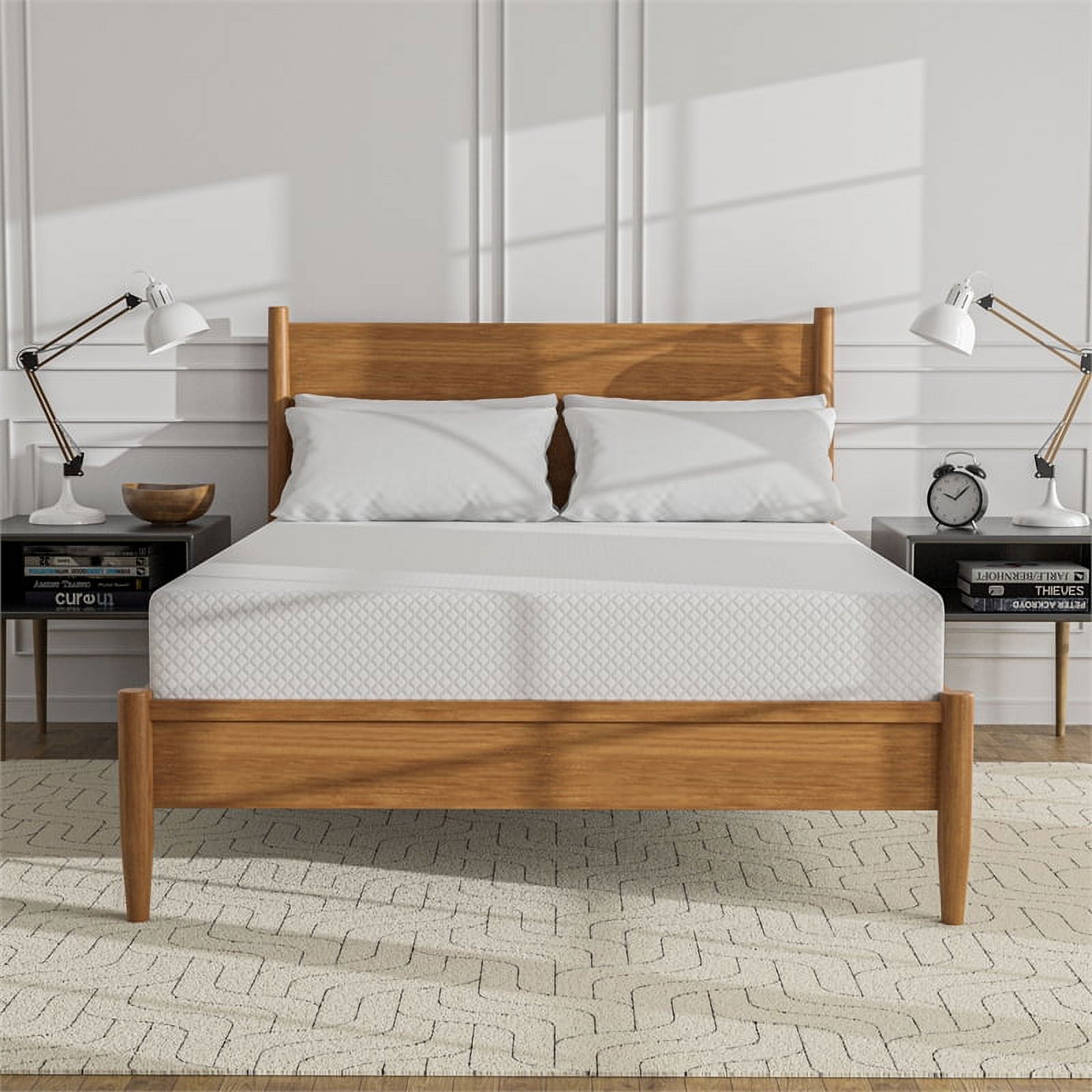 FOA Belkor Solid Wood Queen Platform Bed with 10