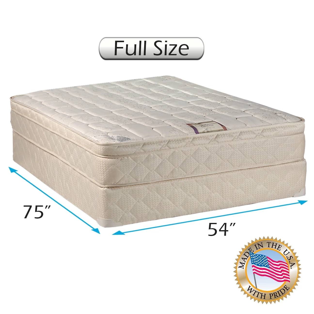 Dream World Inner Spring Pillowtop (Eurotop) Mattress and Boxspring set Full Size (54