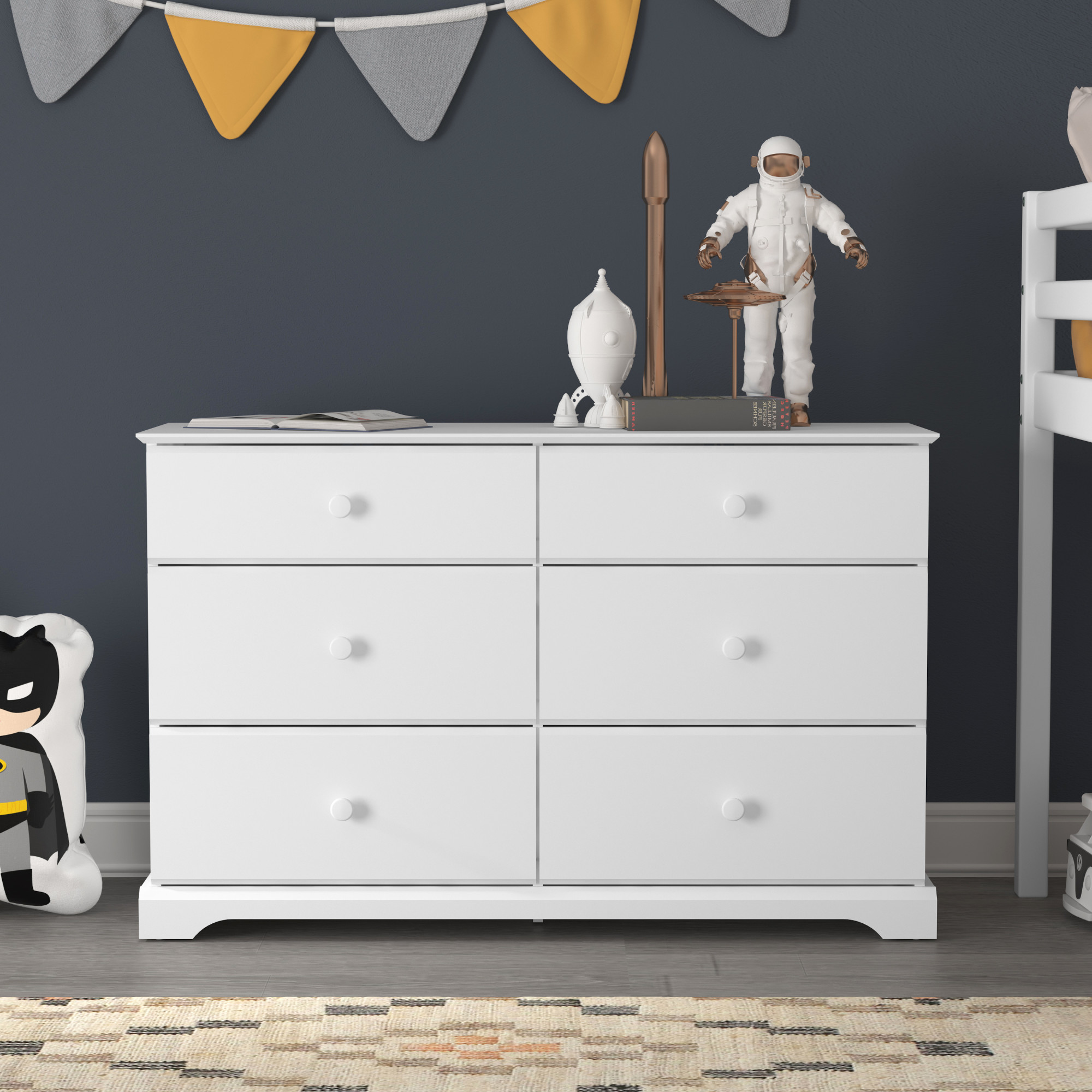 Hillsdale Campbell 6-Drawer Kids Dresser, White