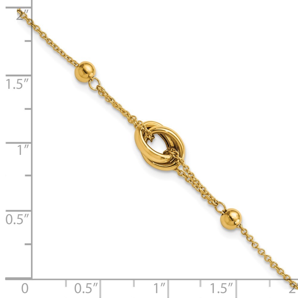 14k Gold Polished Bead and Link With .75 In Ext. Bracelet 7 Inch Measures 7.85mm Wide Jewelry Gifts for Women