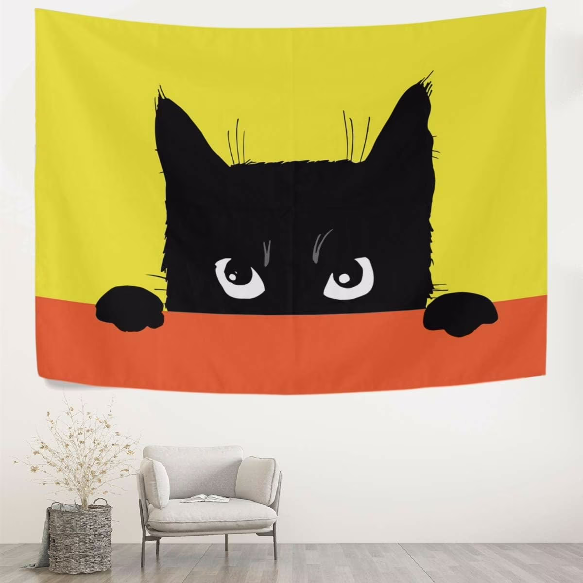 Hyjoy Tapestry Rainbow Dogs Paw Footprints Black Tapestry Wall Hanging Decorative Wall Tapestries Wall Art Wall&nbsp;Blanket&nbsp;Bedding Tapestry for Bedroom Living Room Dorm Home Decor 60