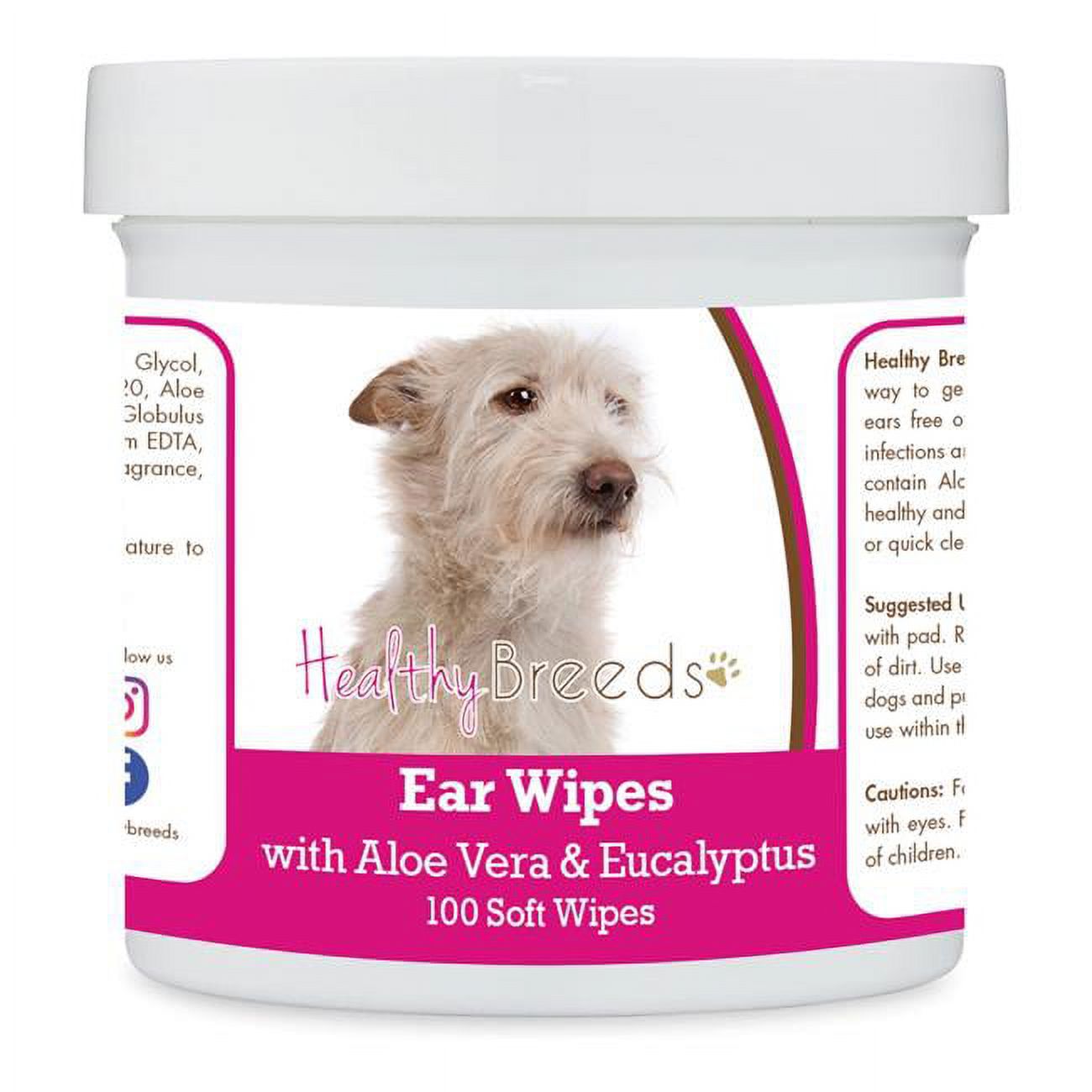 Portuguese Podengo Pequeno Ear Cleaning Wipes with Aloe & Eucalyptus for Dogs - 100 Count