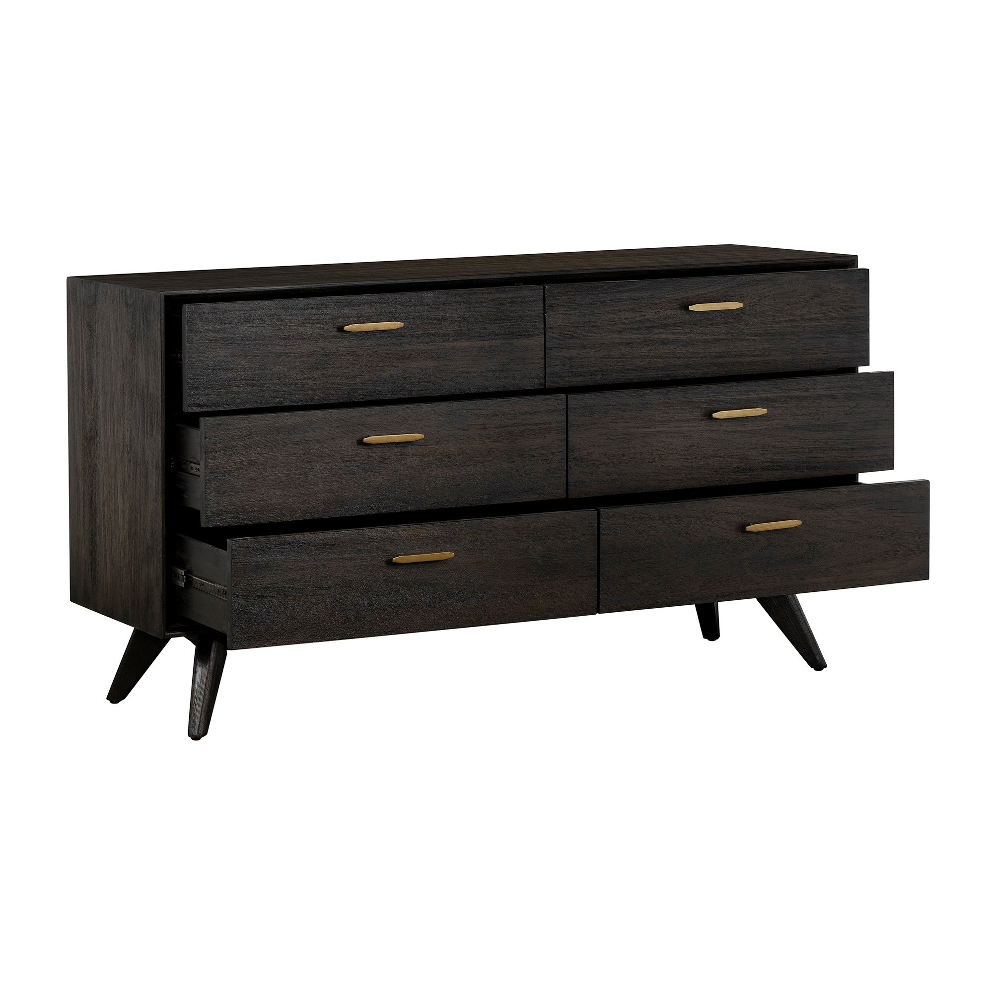 HomeRoots 518628 63 in. Brown Solid Wood Six Drawer Dresser
