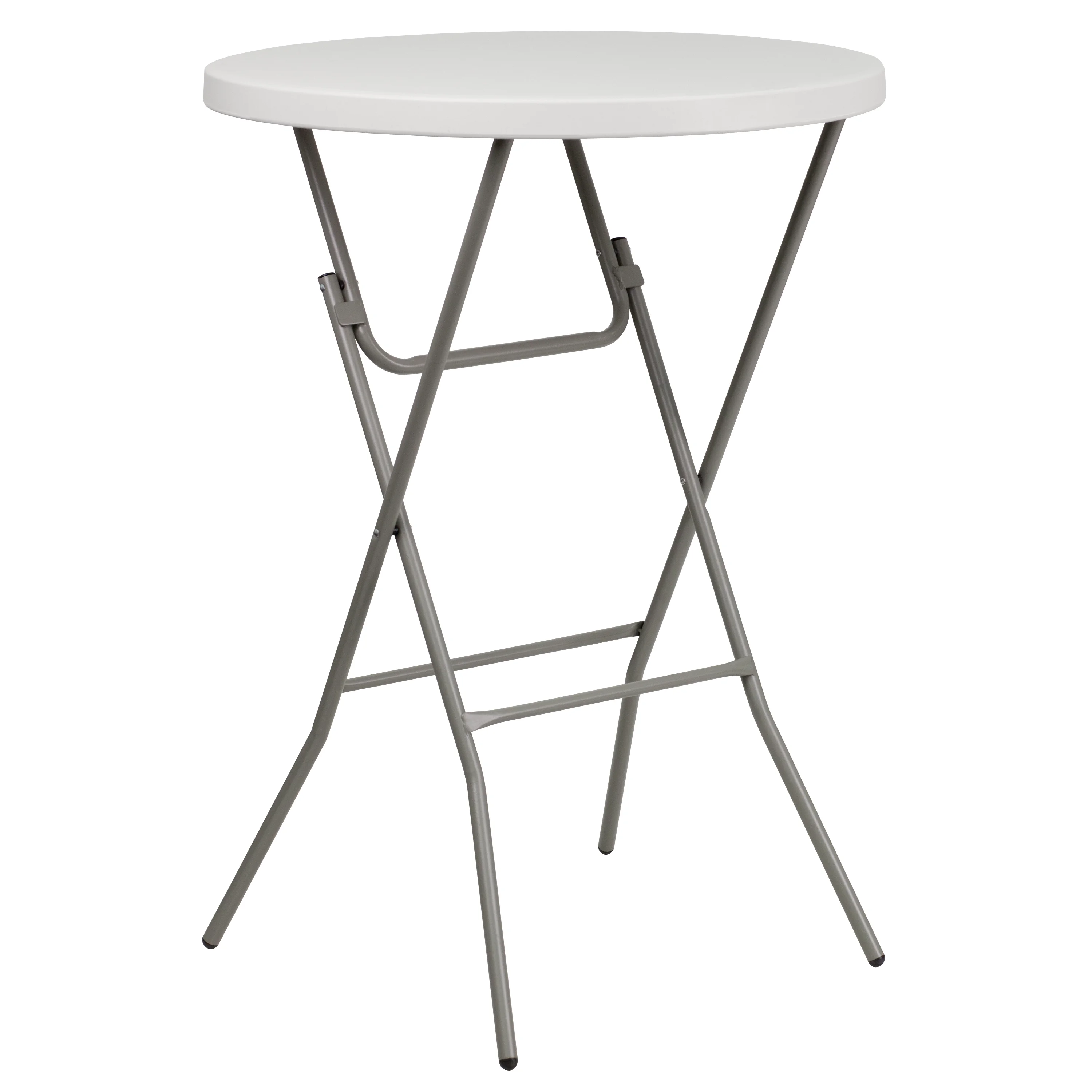 BizChair 2.63-Foot Round Granite White Plastic Bar Height Folding Table
