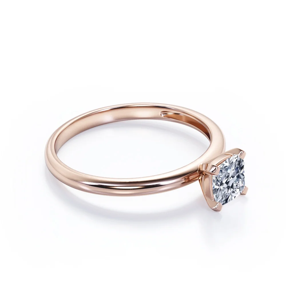 JeenMata Certified - 4 Prong - 1.5 Carat Cushion Cut Moissanite - Solitaire Right Hand Ring - 18K Rose Gold Plating Over Silver