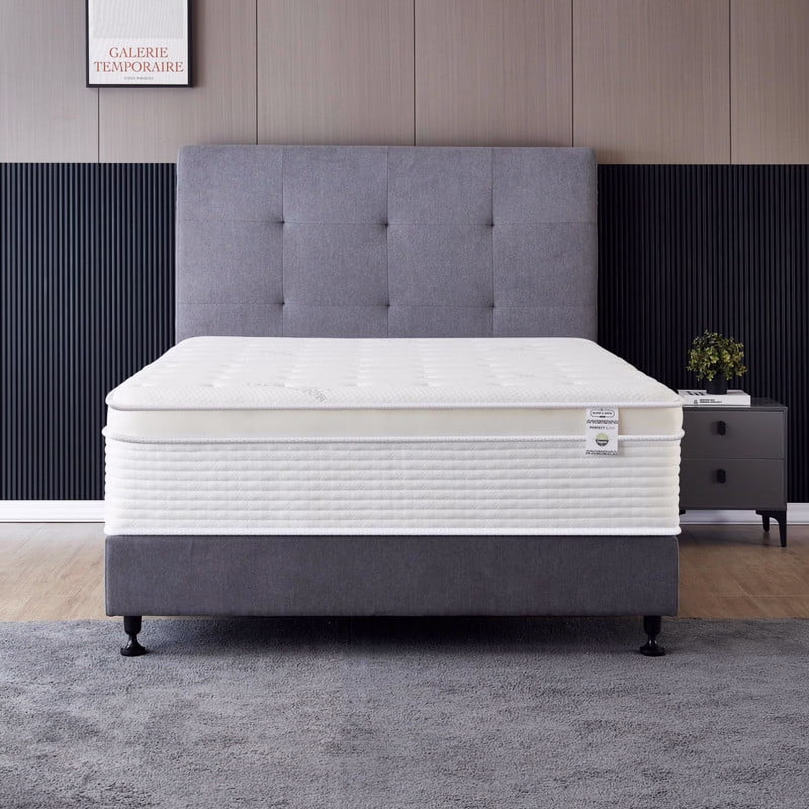 Queen Size Mattress - 14 Inch Cool Memory Foam & Spring Hybrid Mattress - Euro Top - Medium Firm - Oliver & Smith