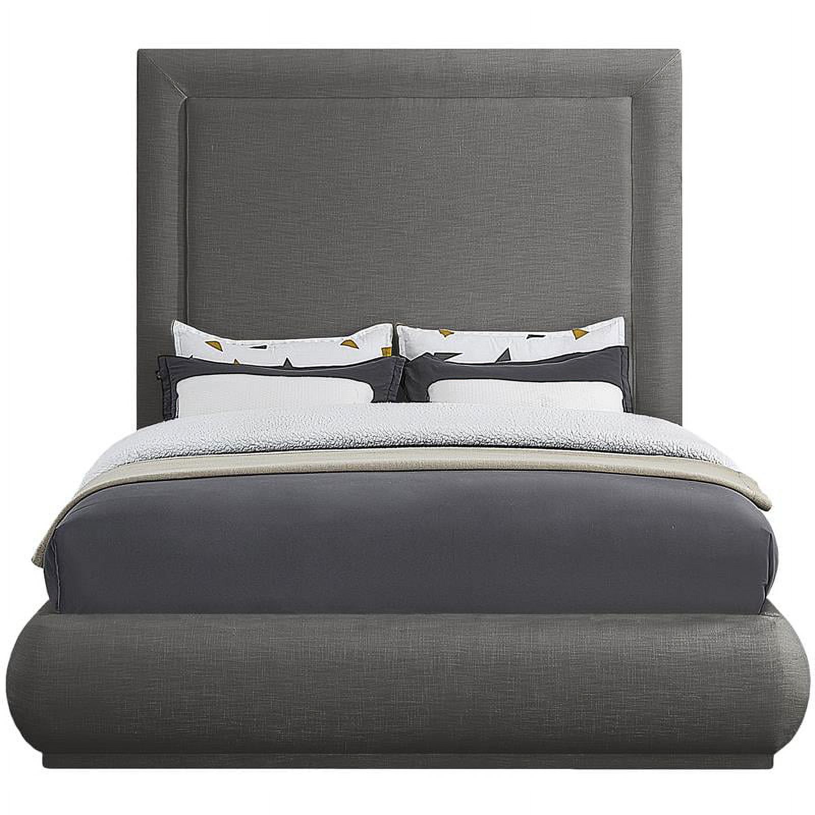 Meridian Furniture Brooke Grey Linen Textured Fabric Queen Bed