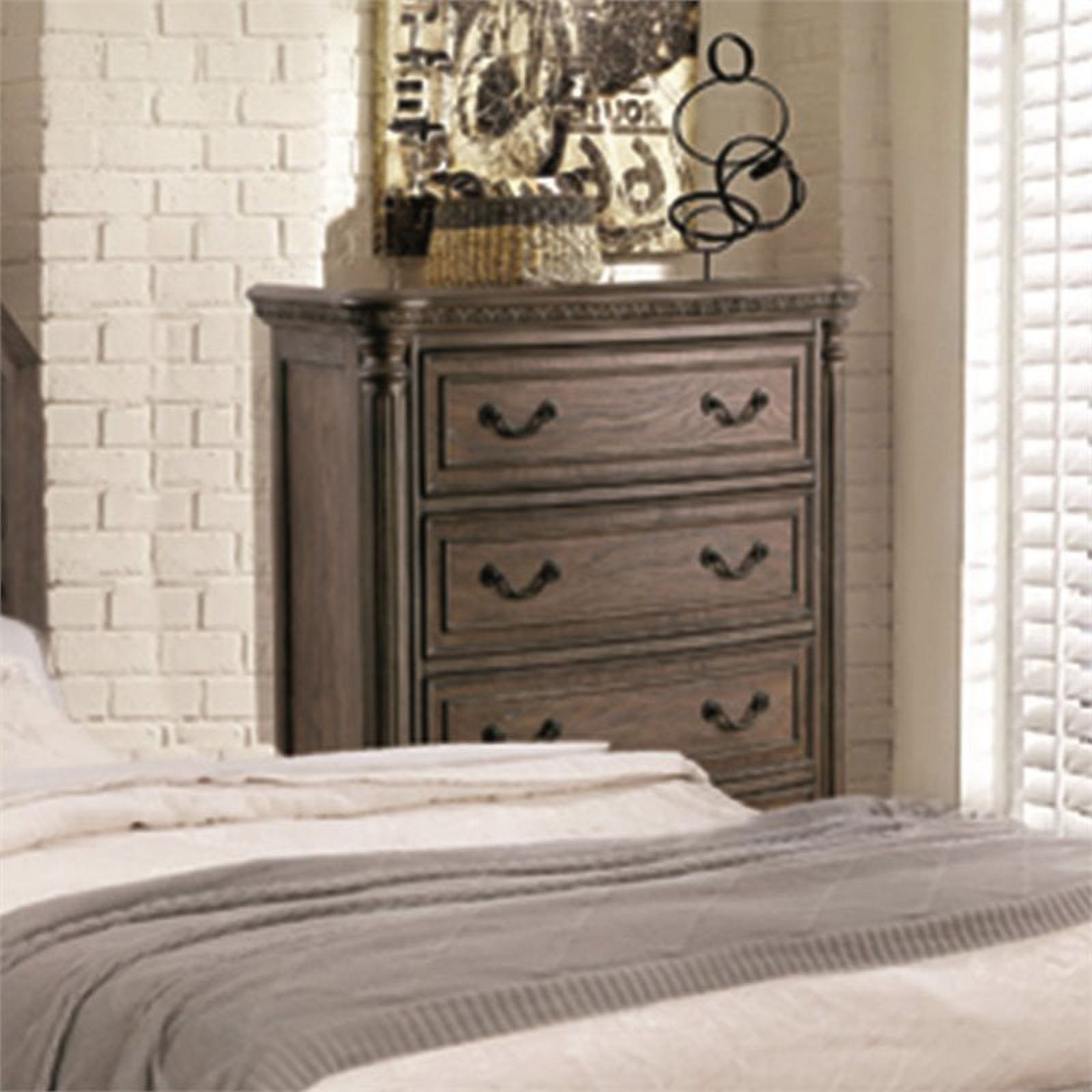 Bowery Hill 5-Drawer Traditional Wood Chest in Rustic Natural Tone