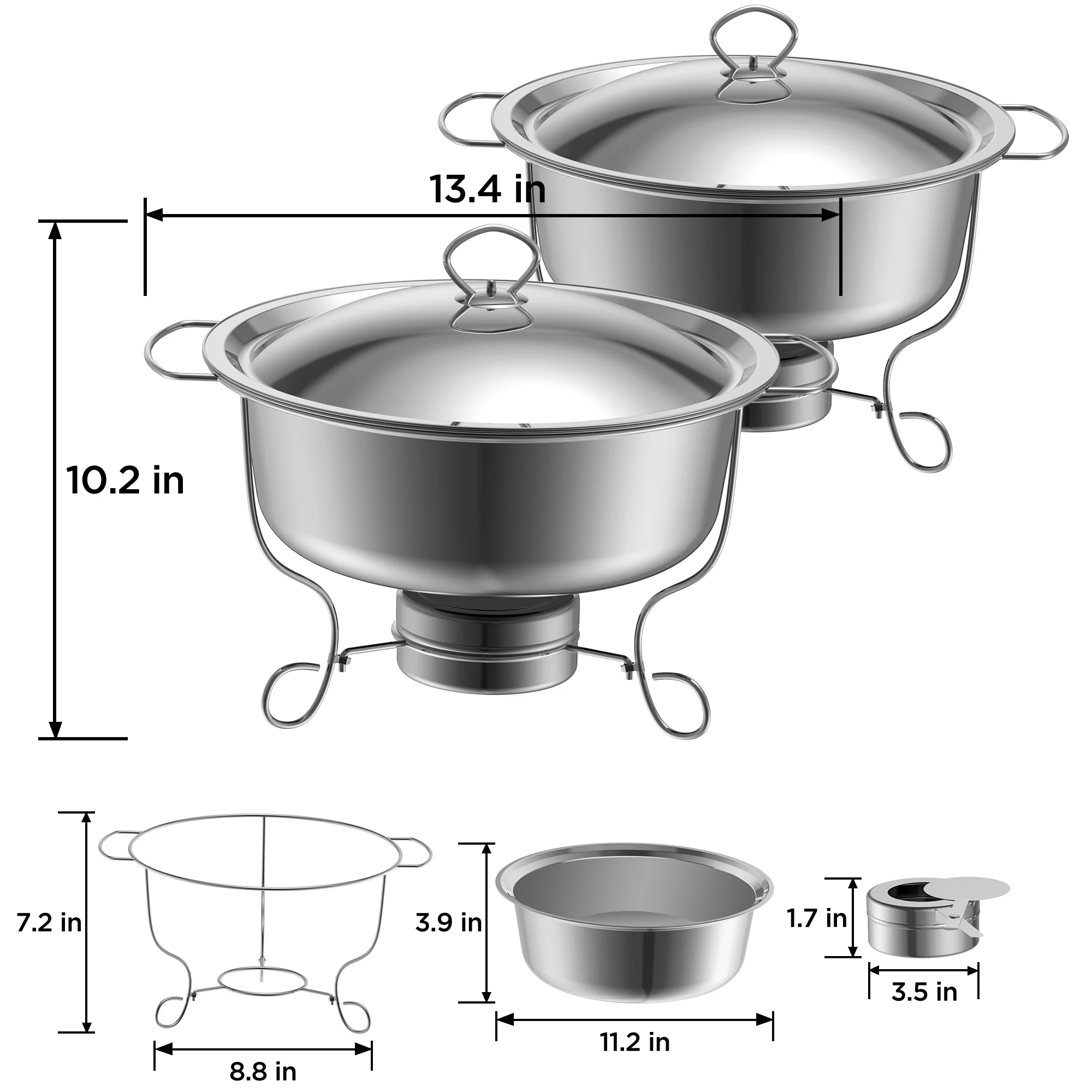 Famistar 6 Pack Stainless Steel Chafing Dish Buffet Warmer Set for Parties, Wedding, Birthday, Holiday