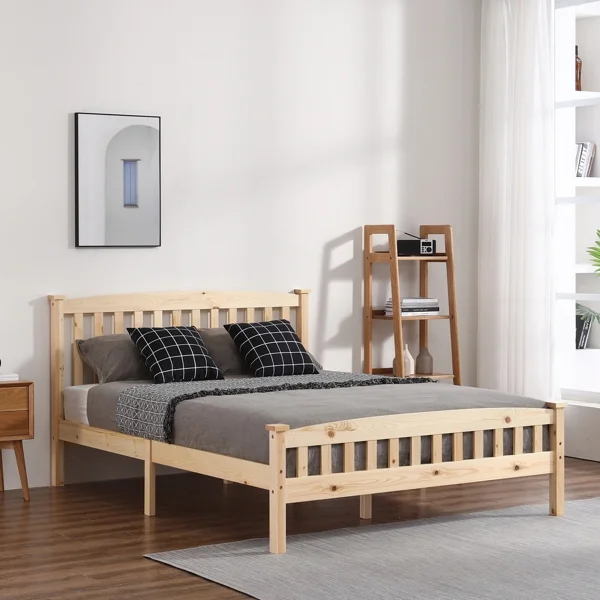 HONGFENGDZ Platform Bed Frame Luxurious Wood Solid Wood Base No Box Spring Required Queem 57.3x78.9x39.2 Inches