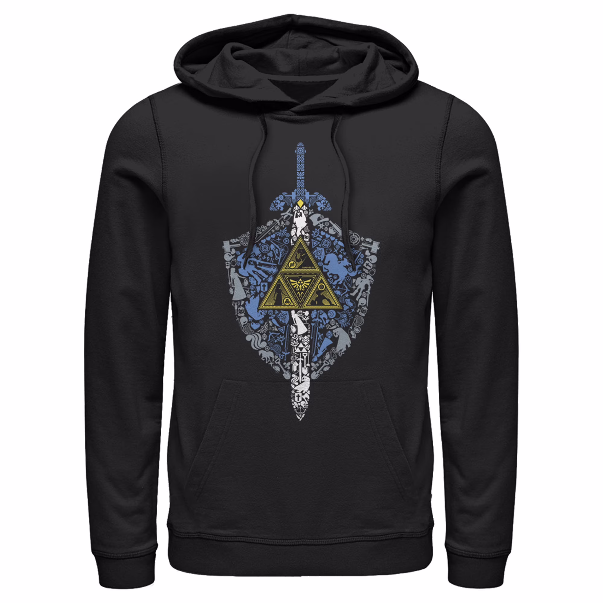Men's Nintendo Legend of Zelda Hidden Pattern  Pull Over Hoodie Black X Large