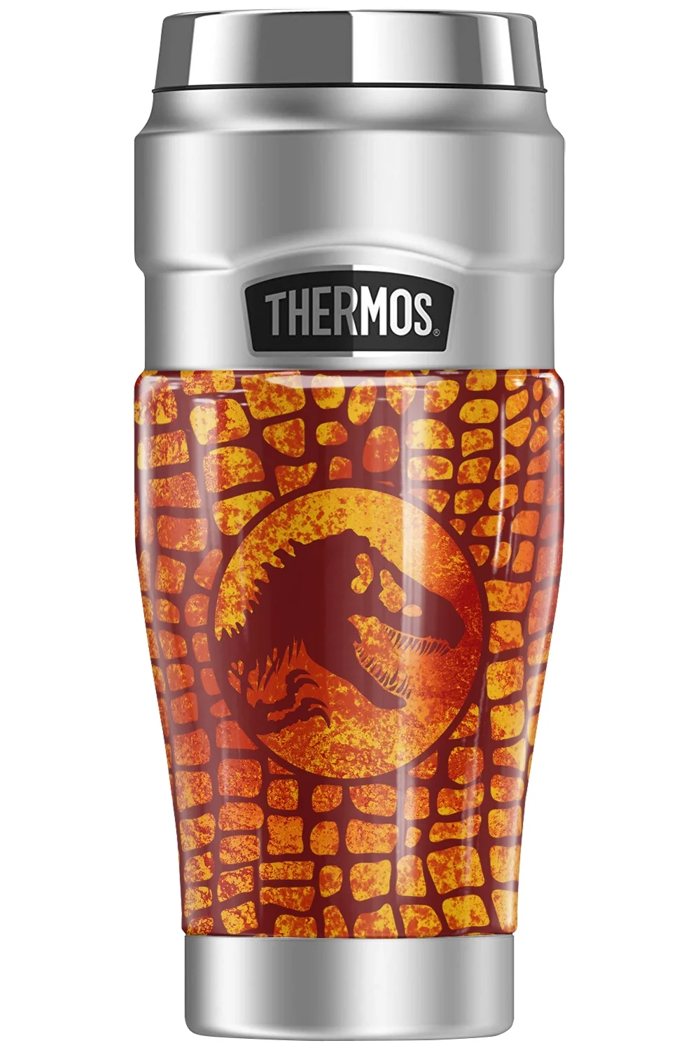 Jurassic World Neon Flame Scales THERMOS STAINLESS KING Stainless Steel Travel Tumbler, Vacuum insulated & Double Wall, 16oz