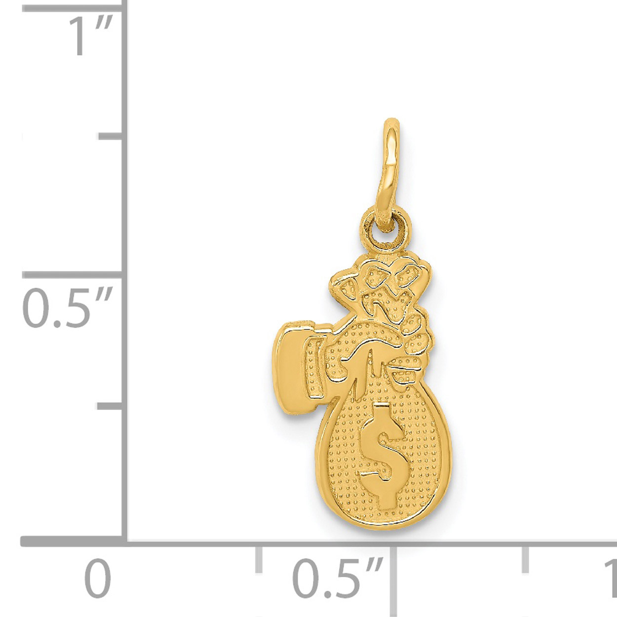 Carat in Karats 14K Yellow Gold Money Bag Pendant Charm (21mm x 9mm) With 14K Yellow Gold Lightweight Rope Chain Necklace 20''