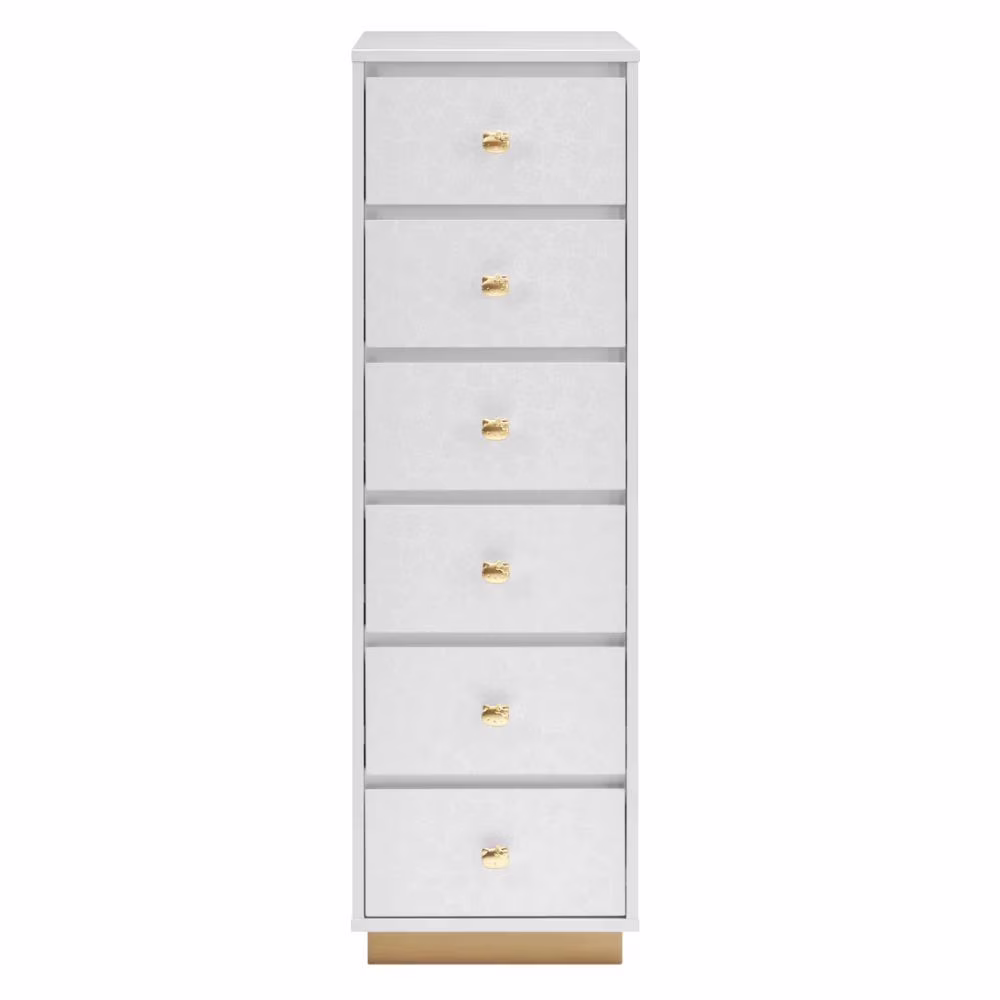 Impressions Vanity Slaystation 6 Drawers Vanity Storage Unit with Soft Close Dresser, Makeup Cabinet with Lux Drawer Knobs (Gold)