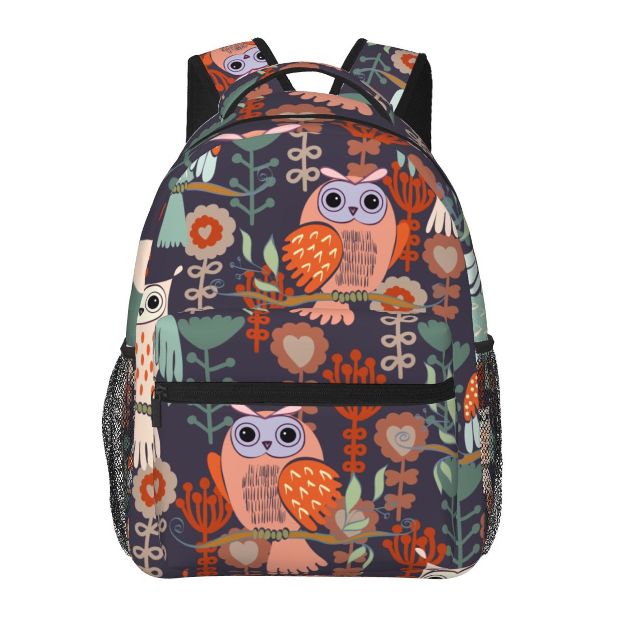 LAKIMCT Owl Sitting On Branches School Backpack, Durable Casual Student Bookbag College Lightweight Hiking Travel Daypack