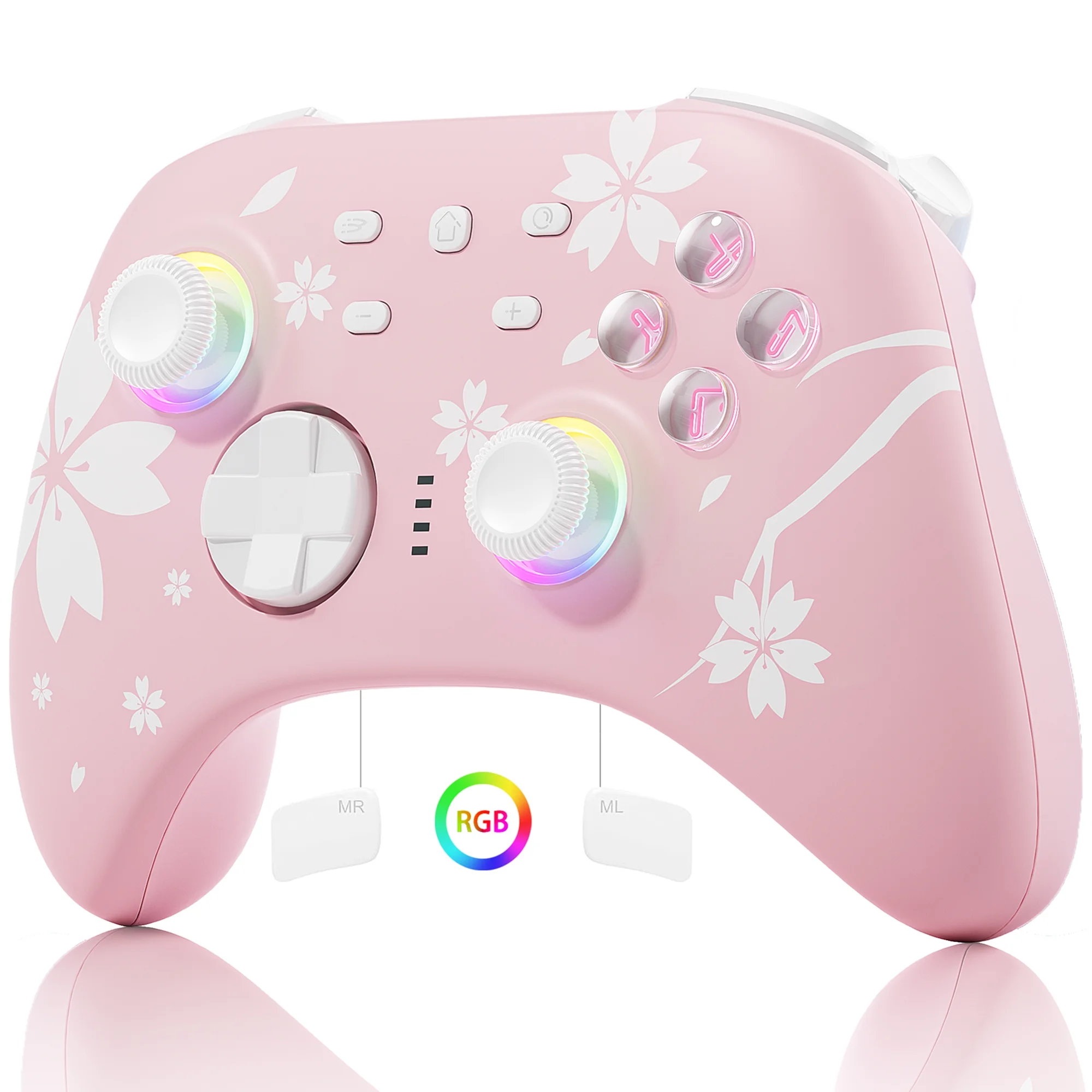 Pink RGB Gaming Headset and Upgraded Switch Pro Controller for Nintendo Switch/PC/IOS/Android/Steam with Hall Effect Joysticks Triggers Pink