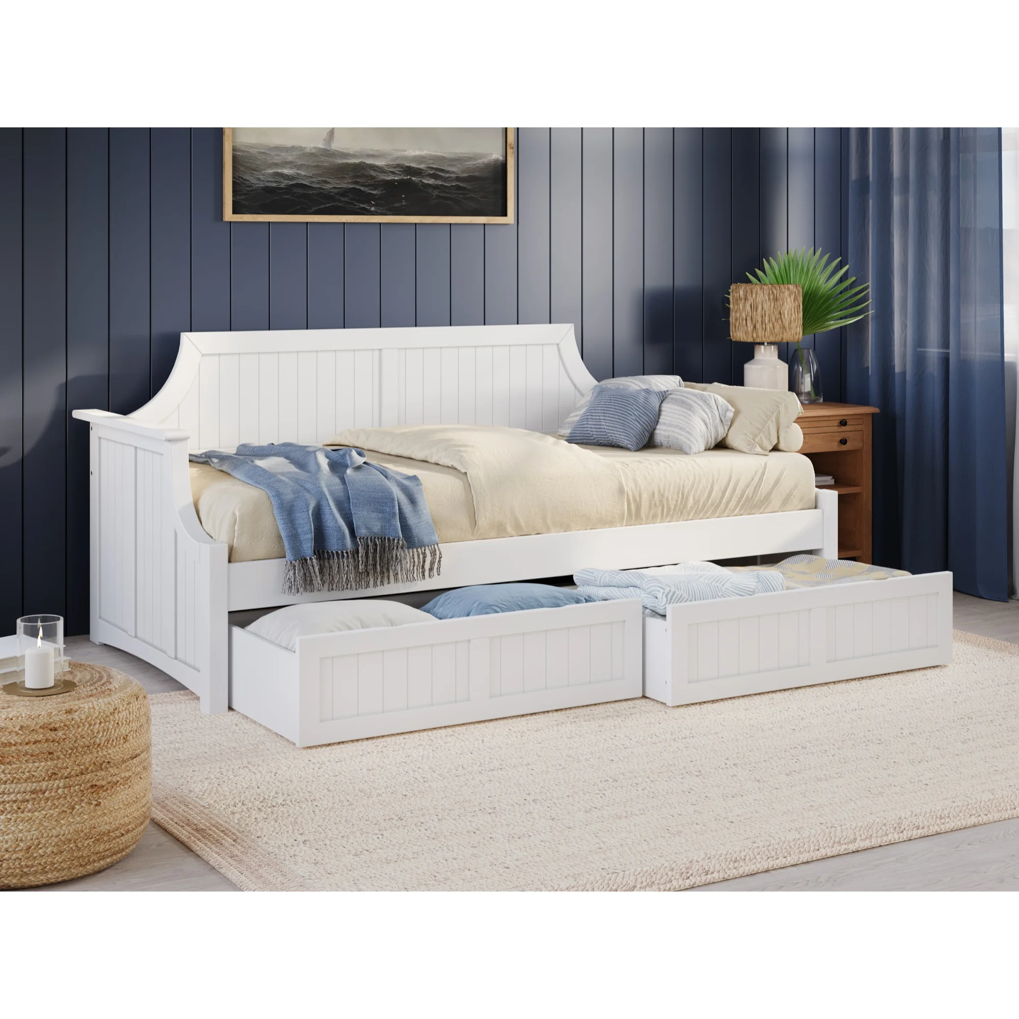 AFI Cambridge Twin Wood Daybed with Set of 2 Drawers in White