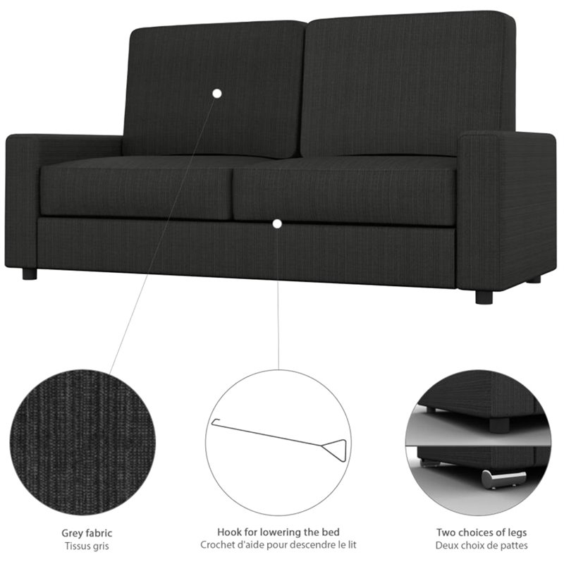 Atlin Designs 2 Piece Queen Wall Bed Set in White and Gray