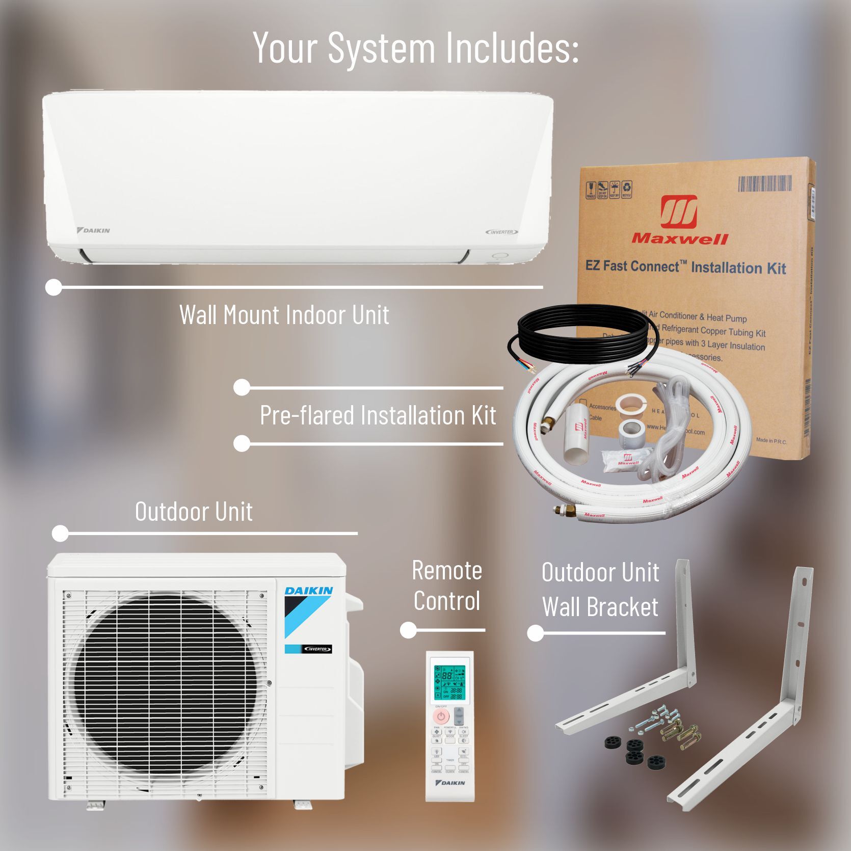 Daikin 9,000 BTU 18 SEER2 Ductless Mini-Split Heat Pump Air Conditioner 400 sq. ft.