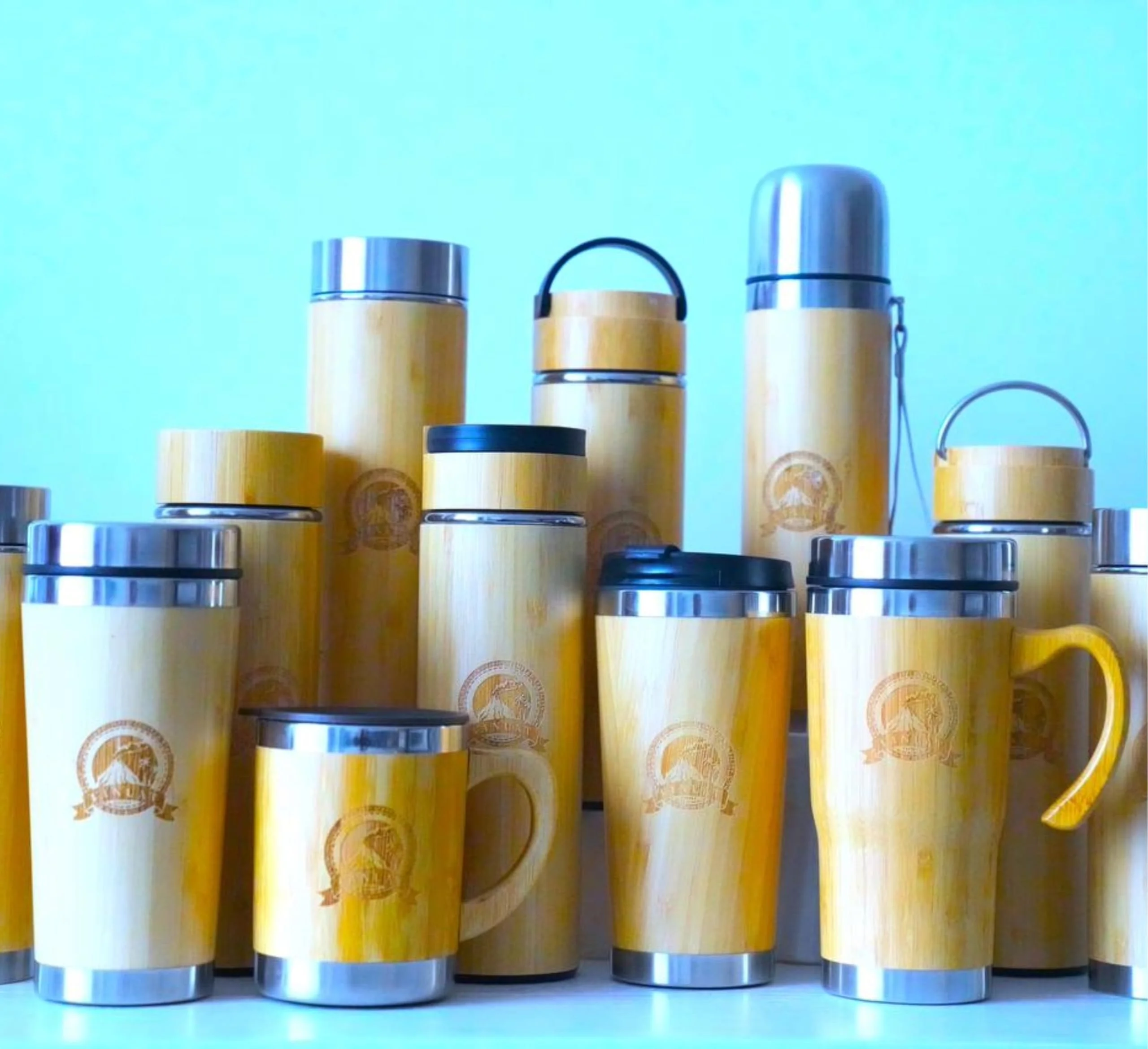 BAMBOO CRAFT THERMOS Cup Double Wall Vacuum Coffee Tumbler Tea Mug Handle Insulated Stainless Steel Water Beverage Bottle Dispenser Slate Matte Para Caf&eacute; Collection