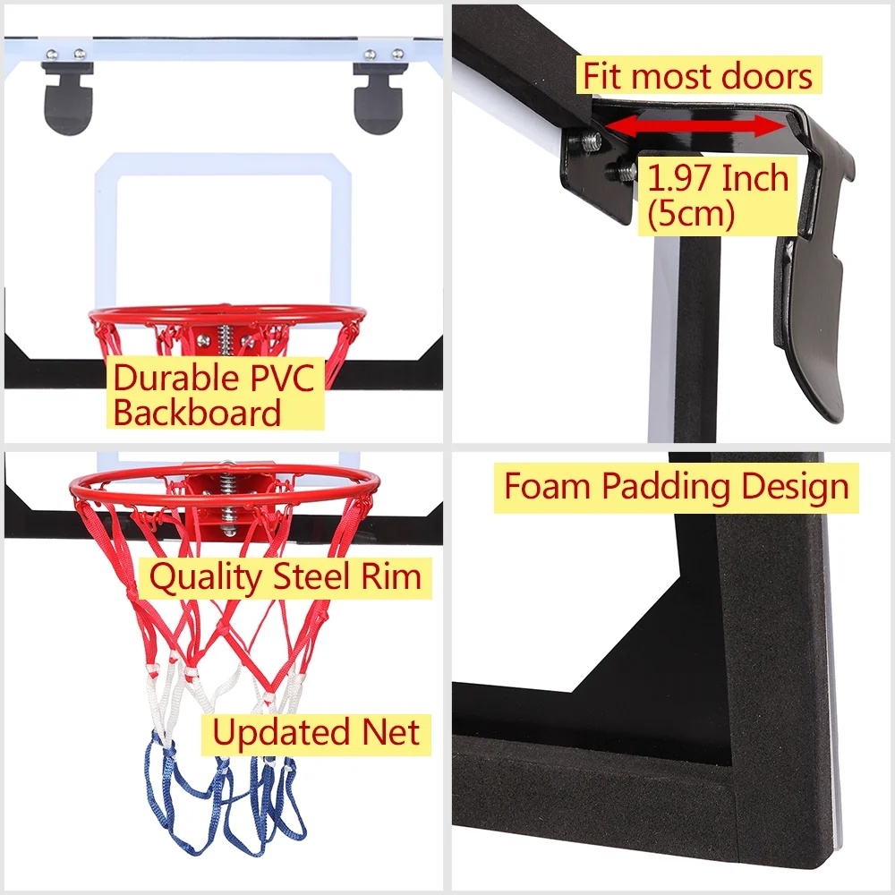 Ktaxon Clear Miniature Basketball Backboard Wall-Mount Hoops and Goals with Ball and Pump (Needle is contained into the air pump)