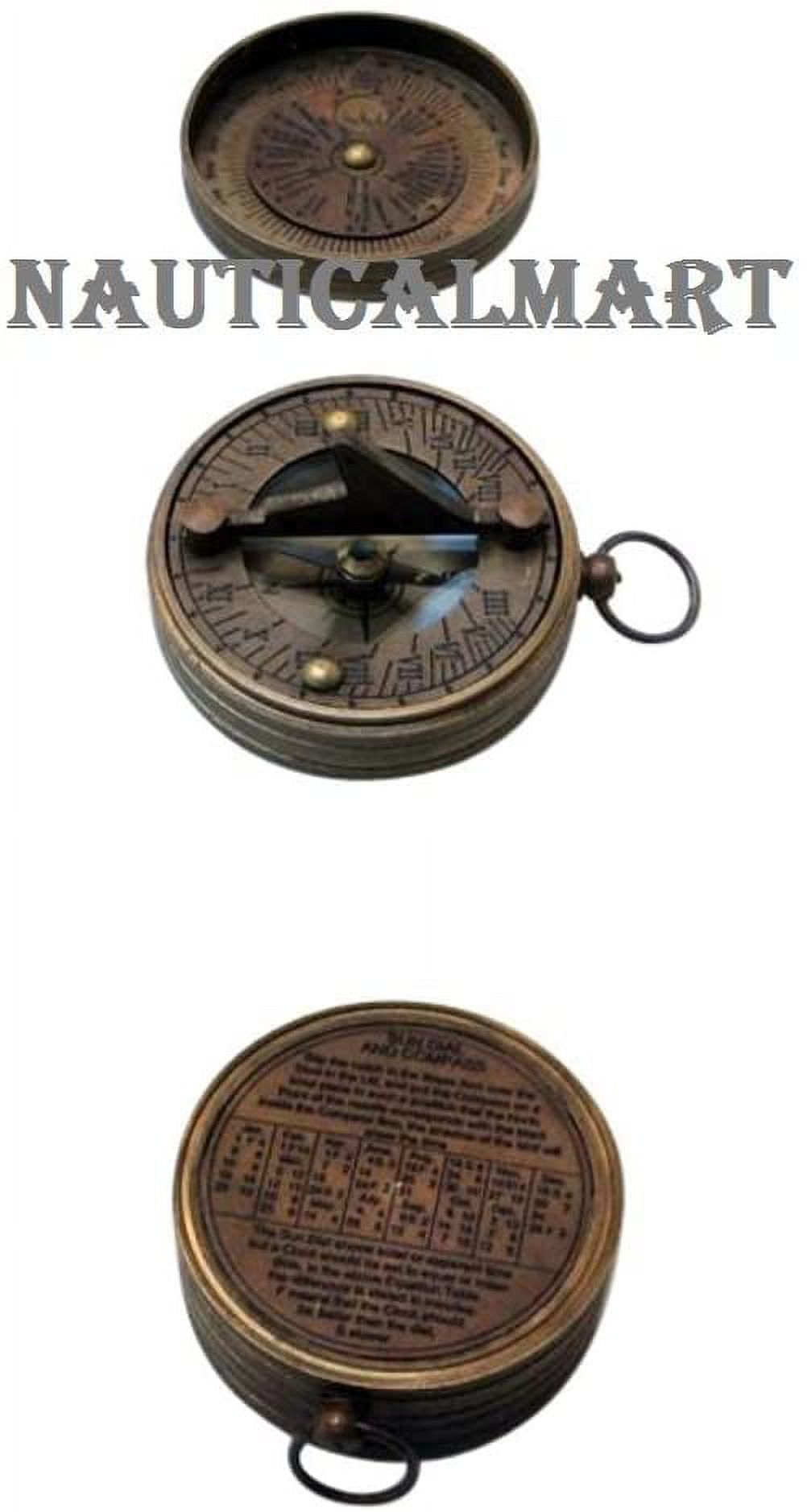 NauticalMart Pocket Sundial Compass w/Lid Outdoor Camping Gear