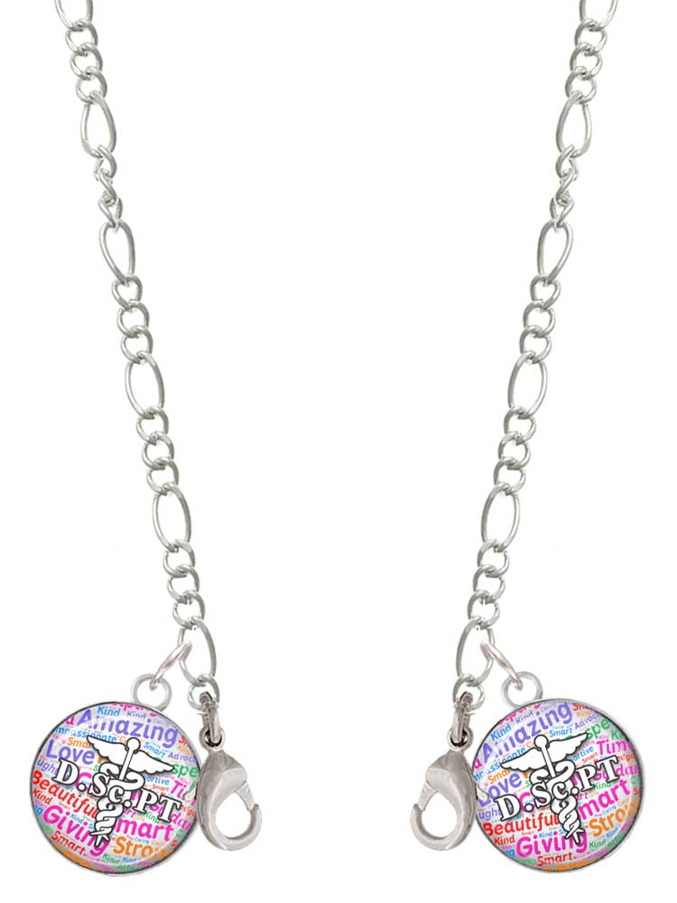 Silvertone Domed Multi Color DScPT Silvertone Face Mask Necklace