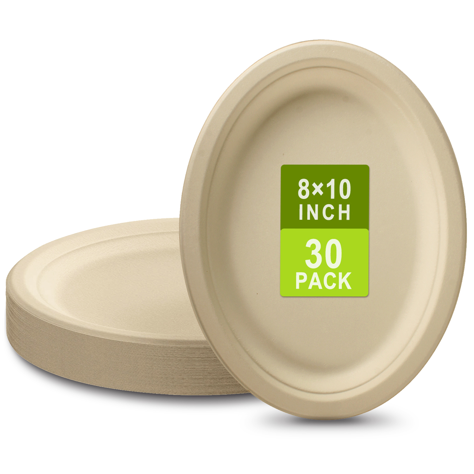 MIFAN Compostable Paper Plates, 10 inch, 30 Count, Eco Friendly Disposable Plates, Brown