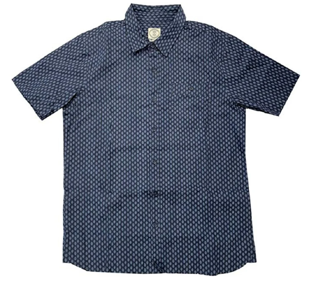 Voyager Men's Short Sleeve Woven Button Up Shirt in Mood Indigo (XXL)