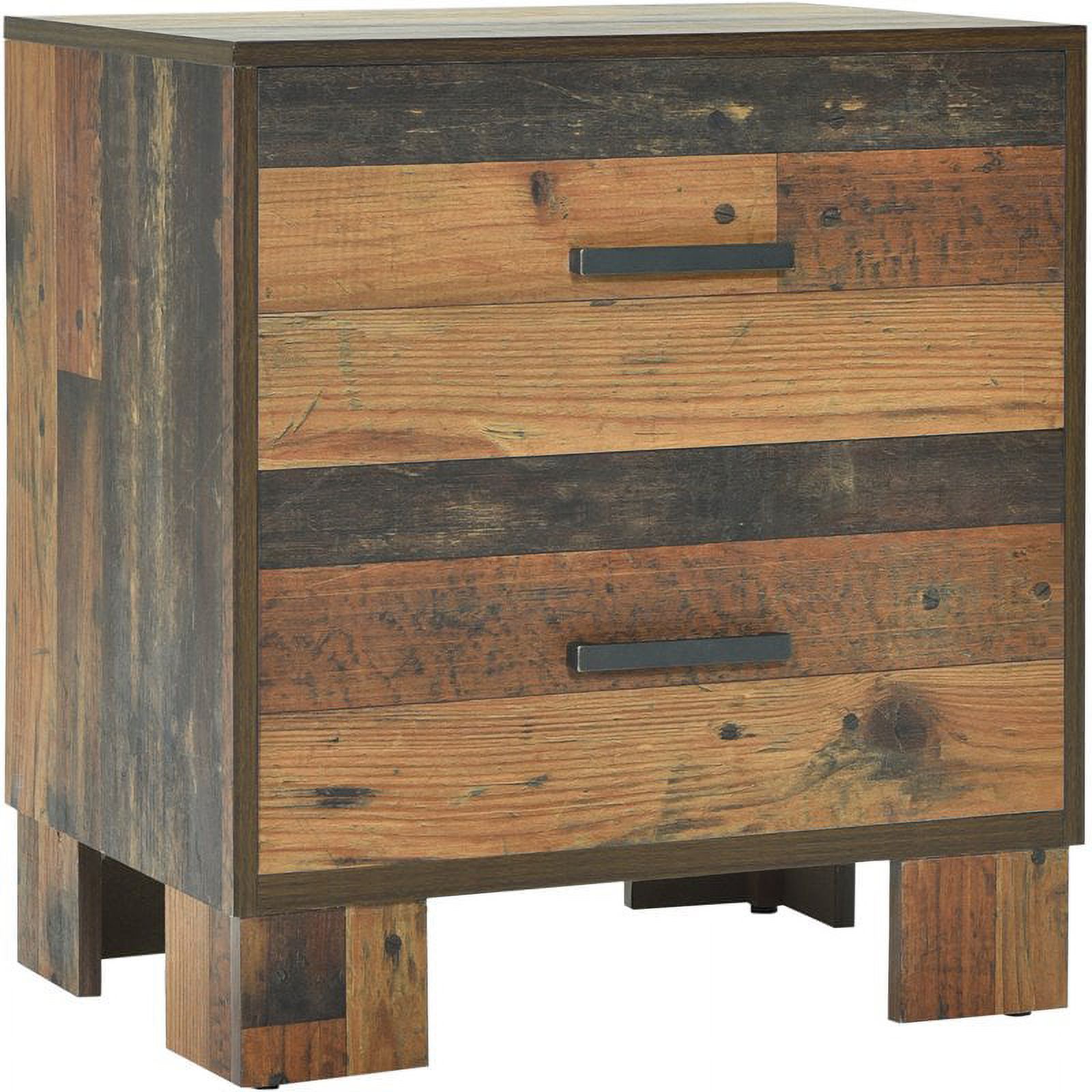 Pemberly Row Wooden 2 Drawer Nightstand in Rustic Pine Finish