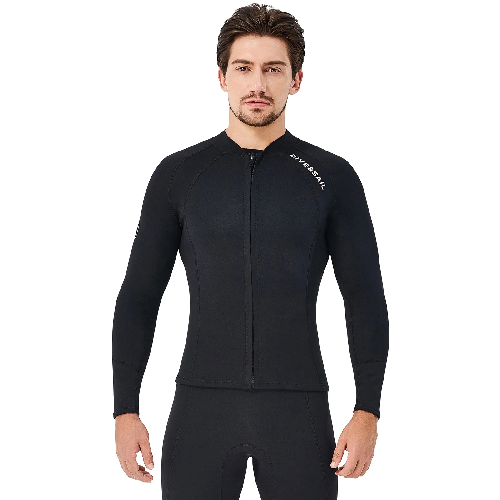 2mm Neoprene Men Women Diving with Front Zipper Wetsuits Jacket Long Sleeves Wetsuit for Snorkeling Diving Surfing Water Sports Swimming
