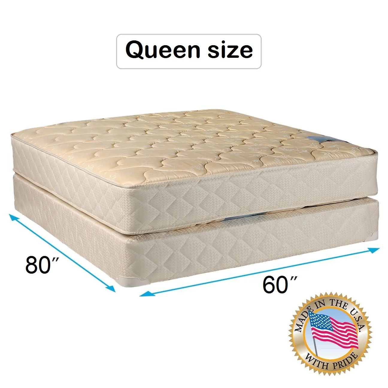DS USA Chiro Premier Two-Sided Gentle Firm (Beige) Twin Mattress Set with Mattress Cover Protector - Quilted Fabric Cover, Fully Assembled, Orthopedic, Longlasting Comfort by Dream Solutions USA