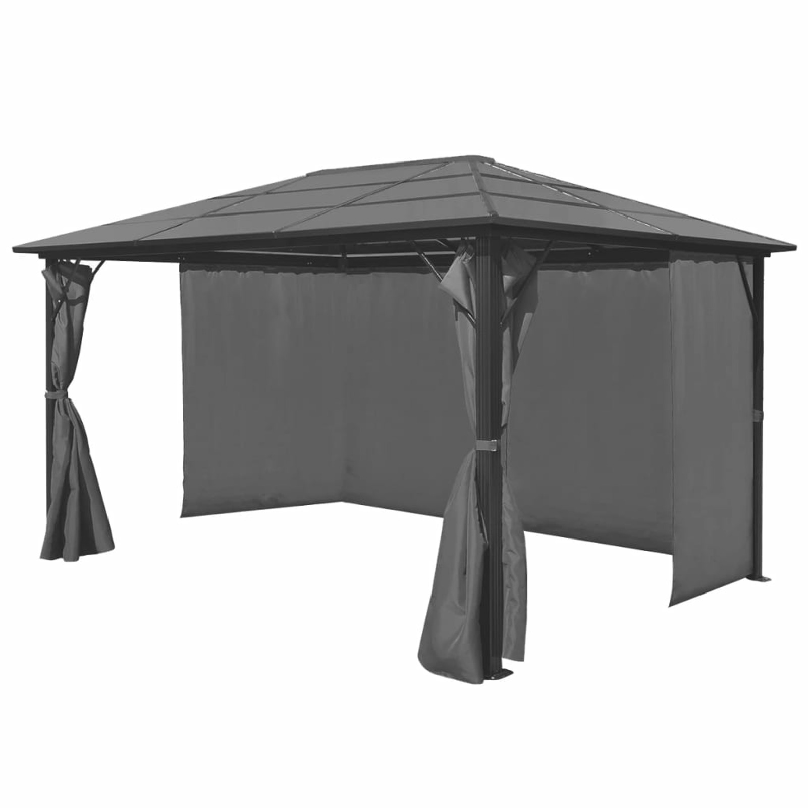 moobody Outdoor Gazebo with Curtain, Patio Party Canopy Tent, Aluminum Frame Sun Shade Shelter Anthracite for Backyard, Wedding, Shows, BBQ, Festival 157.5 x 118.1 x 94.5 Inches (L x W x H)
