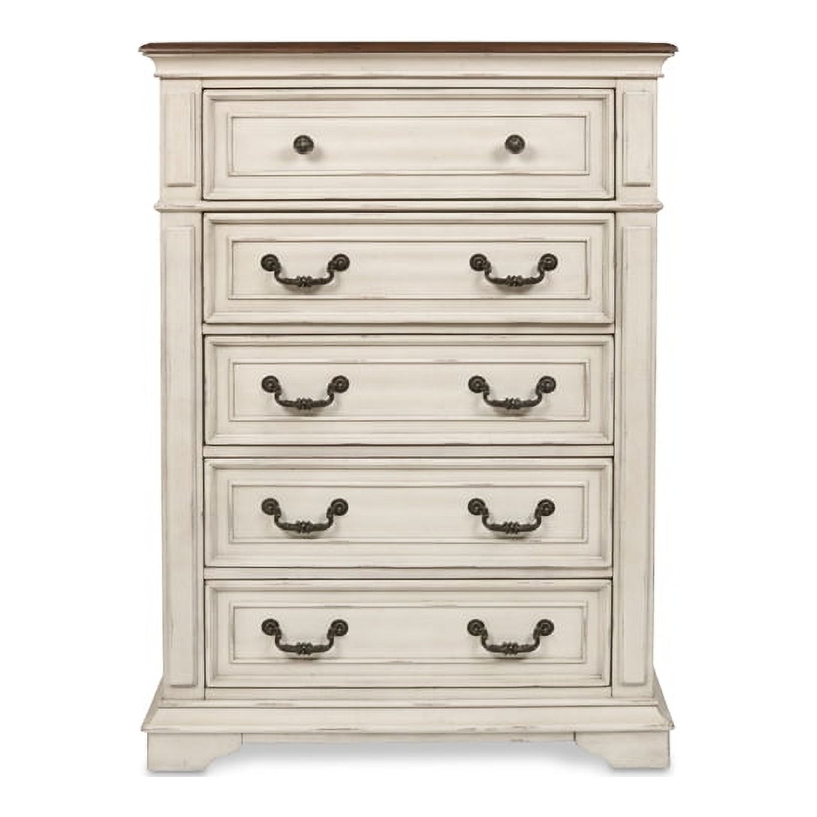 New Classic Anastasia 4-Piece Wood Cal King Bedroom Set with Chest in Ant White