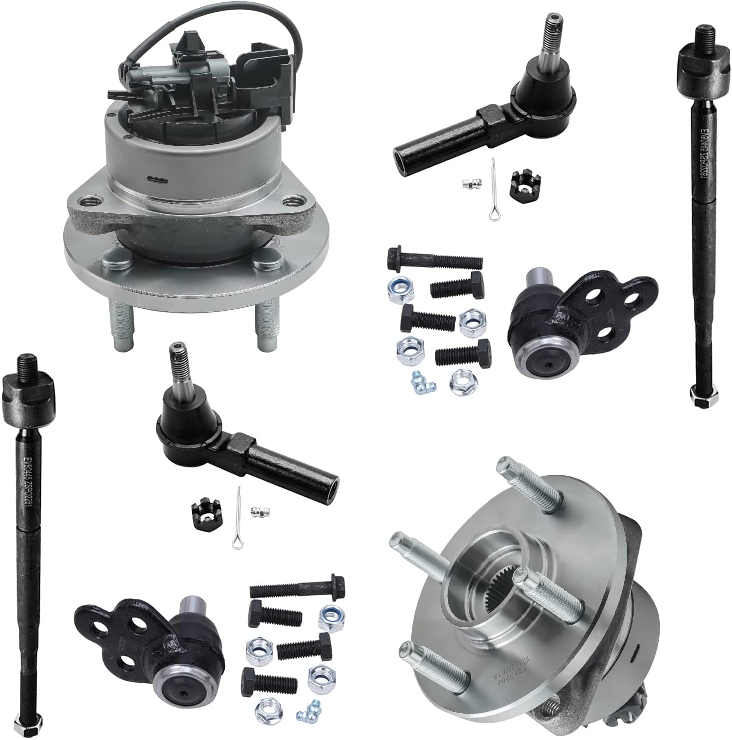 Detroit Axle - 8pc Front Wheel Hubs Tie Rods Lower Ball Joints Replacement for Chevy Cobalt Saturn Ion-3 Fits select: 2009 CHEVROLET COBALT, 2010 CHEVROLET COBALT 1LT