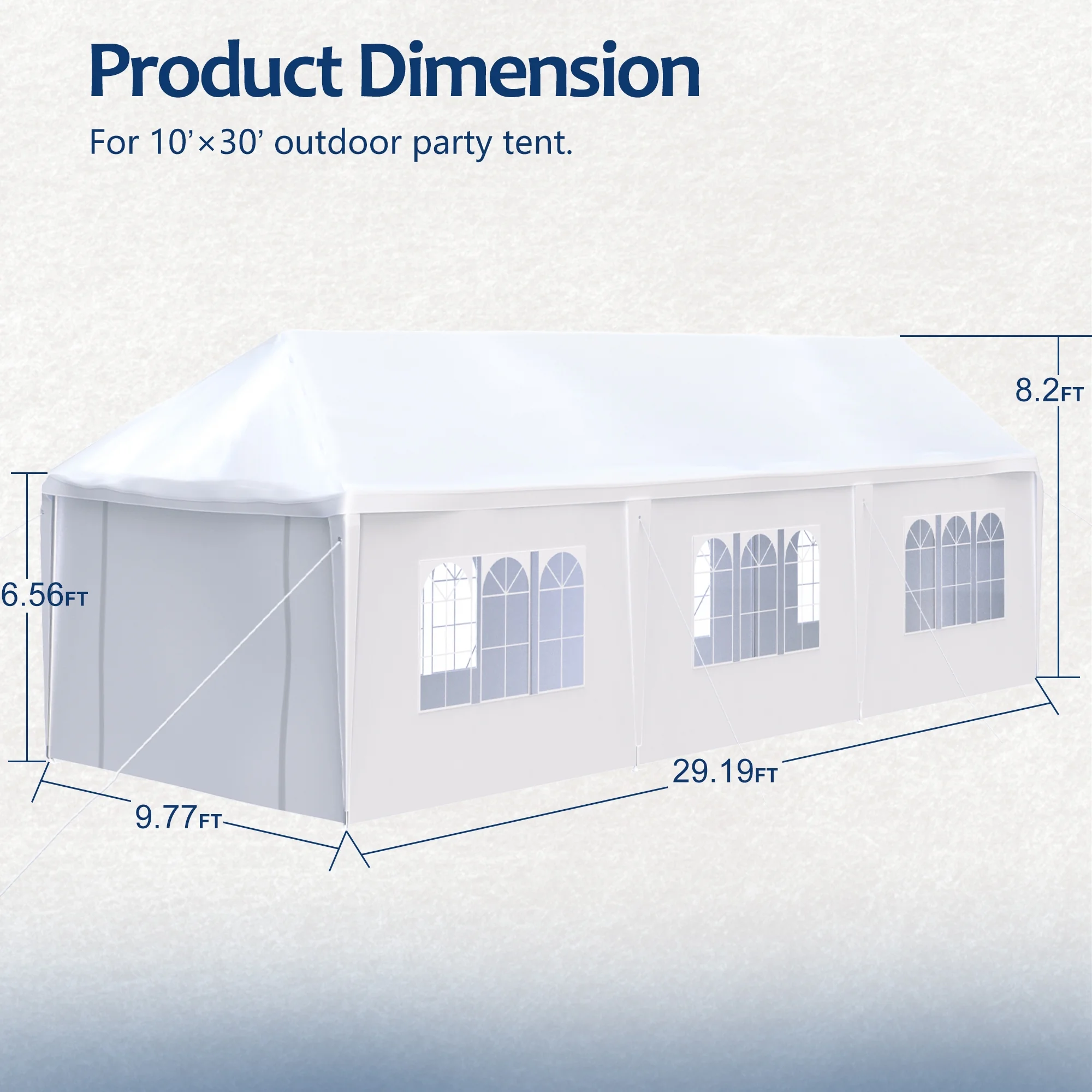 10 x 30 ft Heavy Duty Party Tent Garden  Event Gazebo Outdoor Wedding Canopy with 8 Removable Sides, White